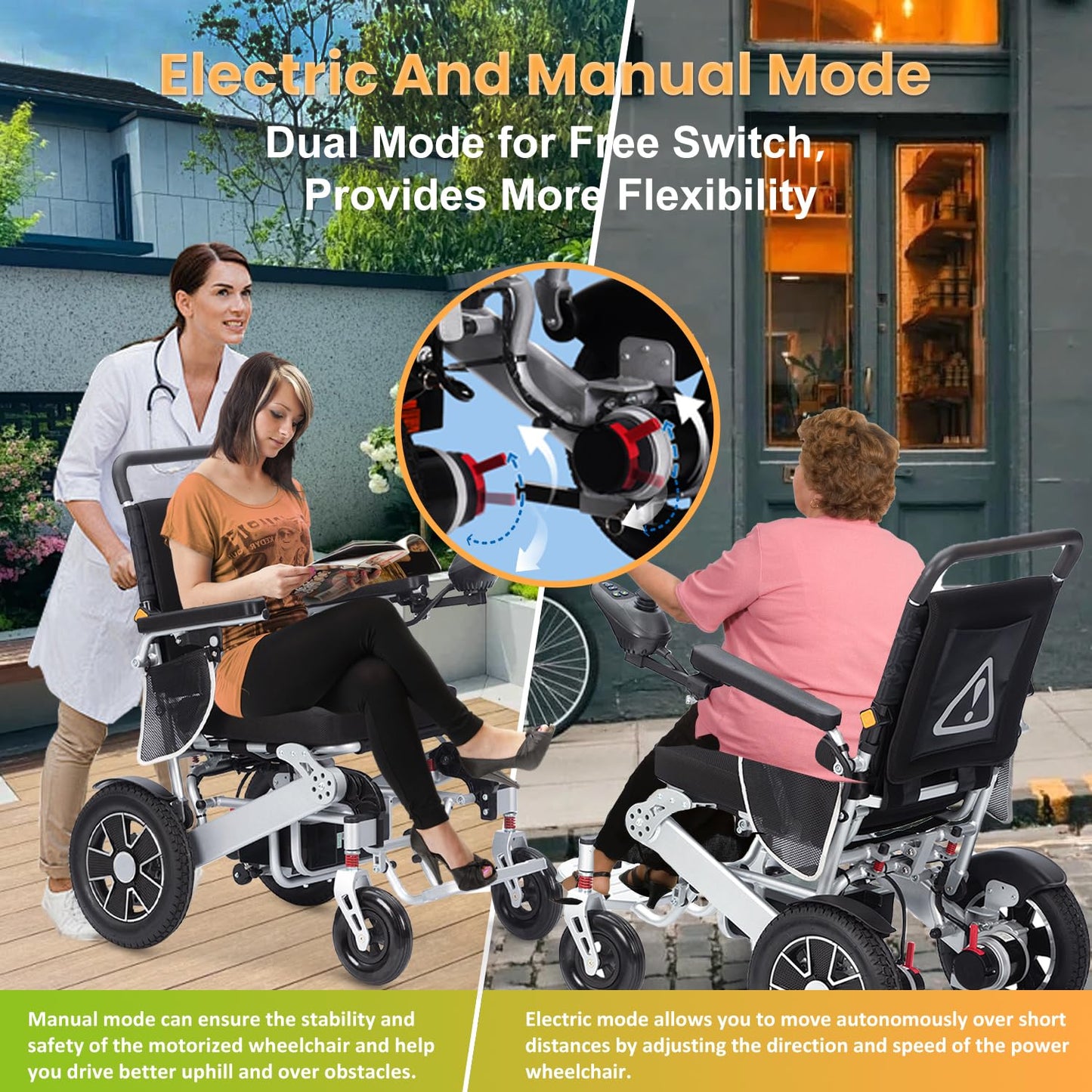 Lightweight Electric Wheelchairs for Adutls,Airline Approved Electric Wheelchair,All Terrain Foldable Power Wheelchair with Lithium Battery,Portable Motorized Wheelchair for Seniors,Warranty(55lbs