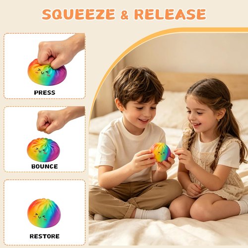Glitter Dumpling Squishy | 4-Inch Stress Ball Surprise Box | Random 14 Colors | Perfect for Party Favors