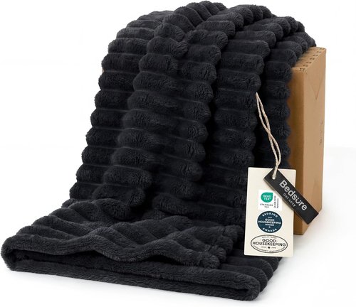 Bedsure GentleSoft Twin XL Blanket - Cozy Fleece Throw for Couch, Soft Black Blanket, 66x90 Inches