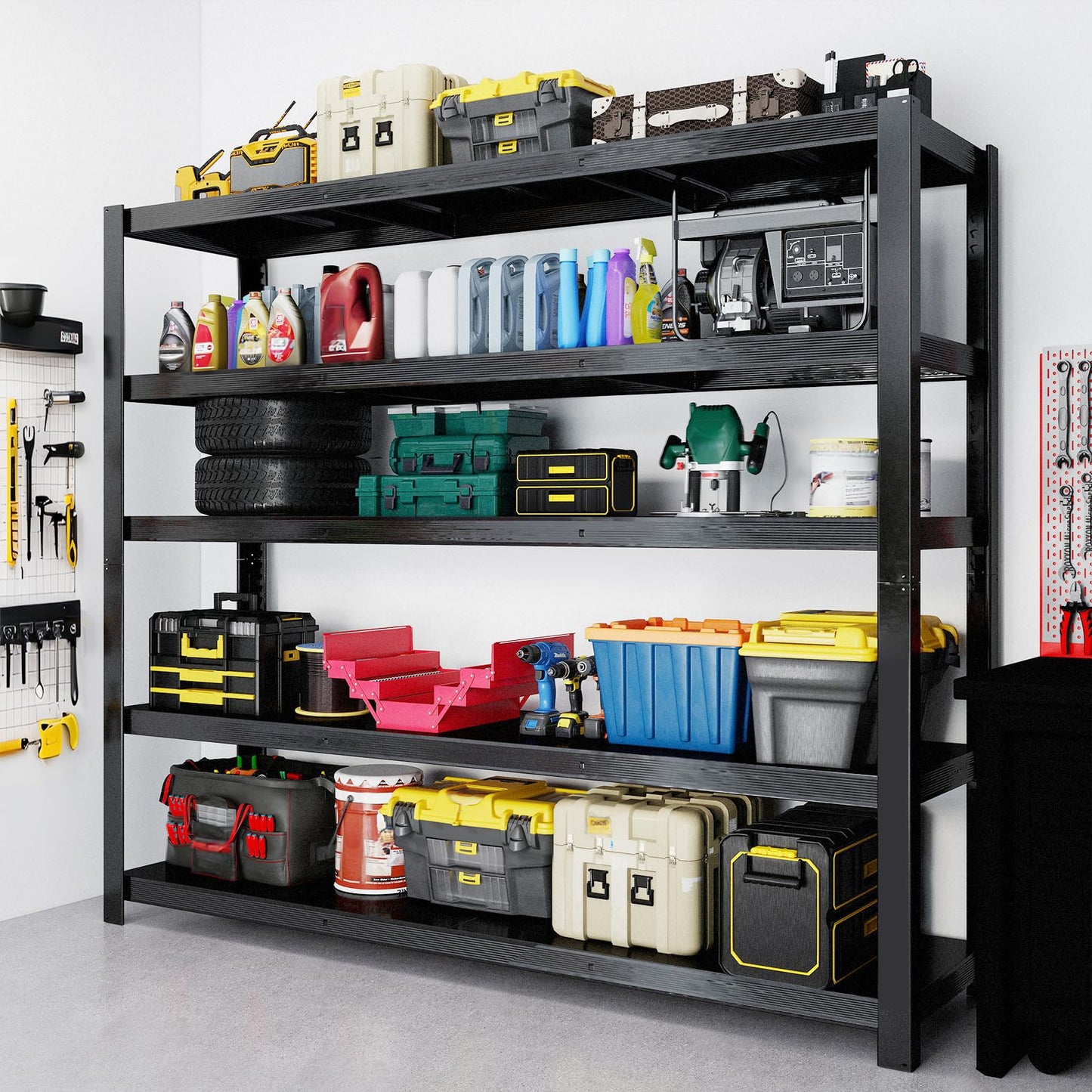 ZEUKMXOO Storage Shelves Heavy Duty Metal Shelving 84" H, Adjustable Garage Shelves, Metal Storage Shelves for Garage, Basement, Warehouse, Workshop,24" D x 55" W x 84" H, 3050 lbs