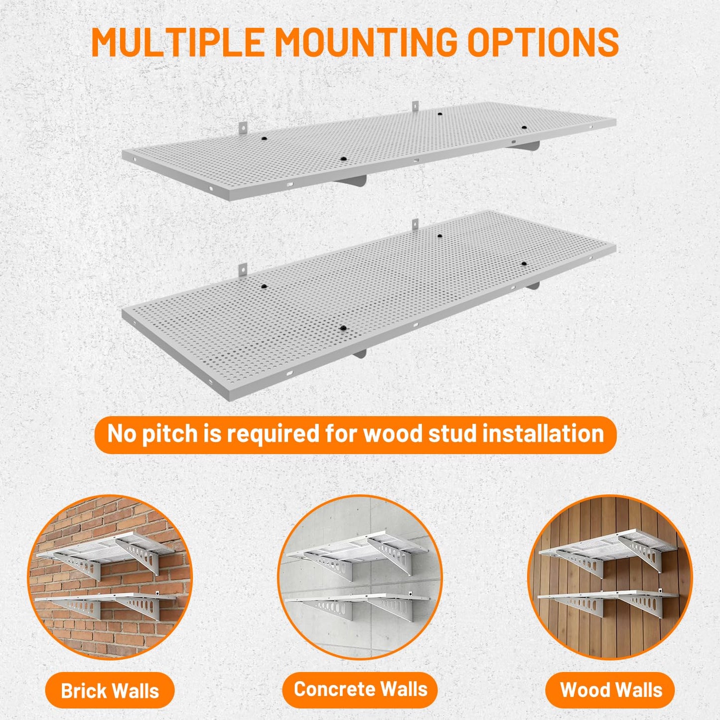 Cuguords 4-Pack 1.5x4ft Garage Wall Storage, 1000 Lbs Garage Wall Shelves, Ultimate Flat Metal Rack with Complete Install Kit, White