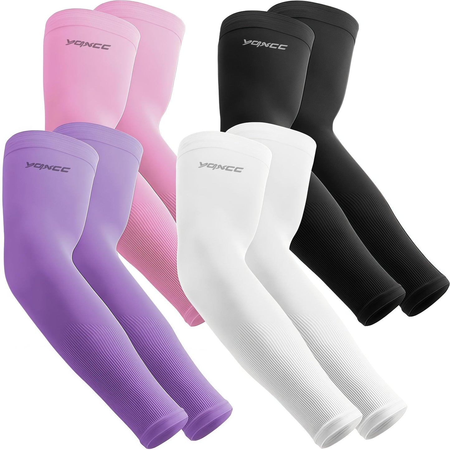 YQXCC 4 Pairs Arm Sleeves for Men Women, UPF 50 UV Sun Protection Cooling Sports Compression Sleeves for Golf Basketball
