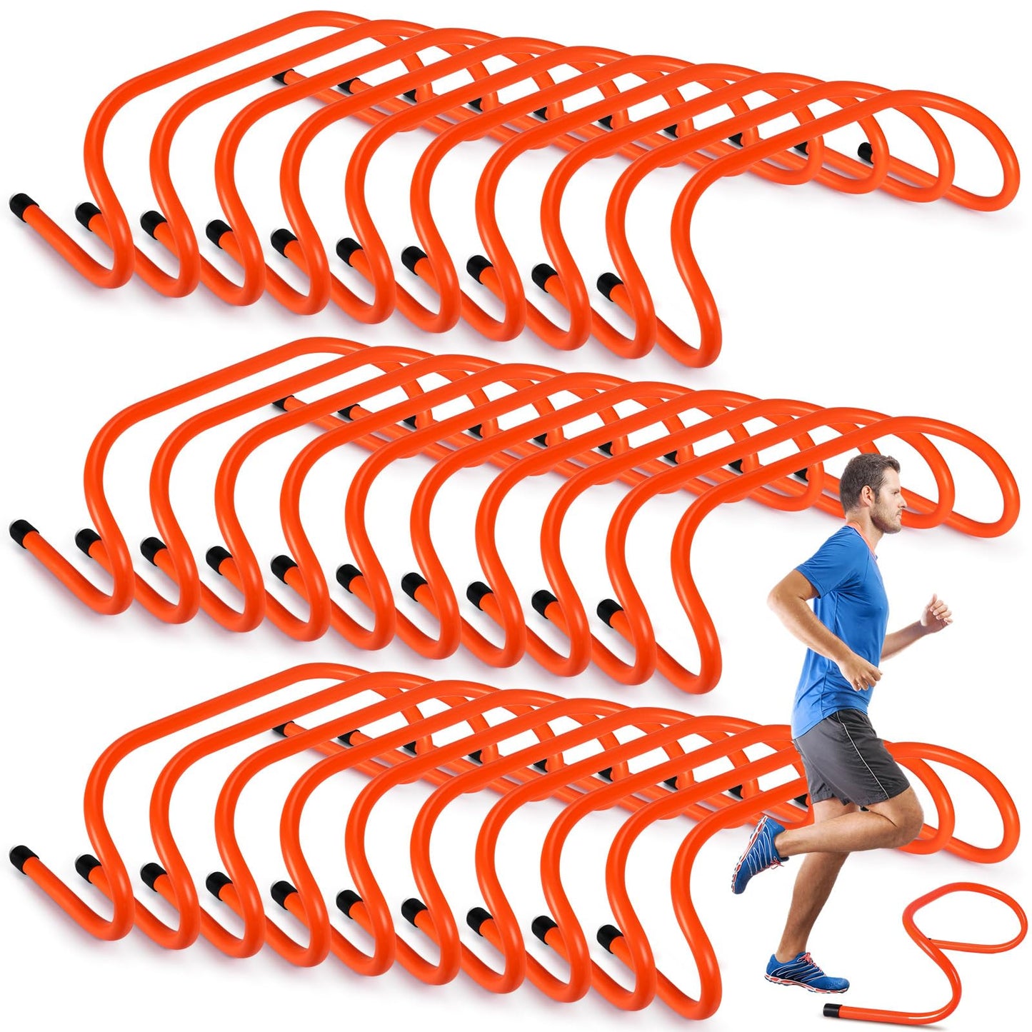 Wettarn 30 Pcs 6" Speed Agility Training Hurdles Plyometric Practice Agility Hurdle for Adults, Athletes, Basketball, Baseball, Soccer, Football Indoor Outdoor Sports Equipment(Orange)