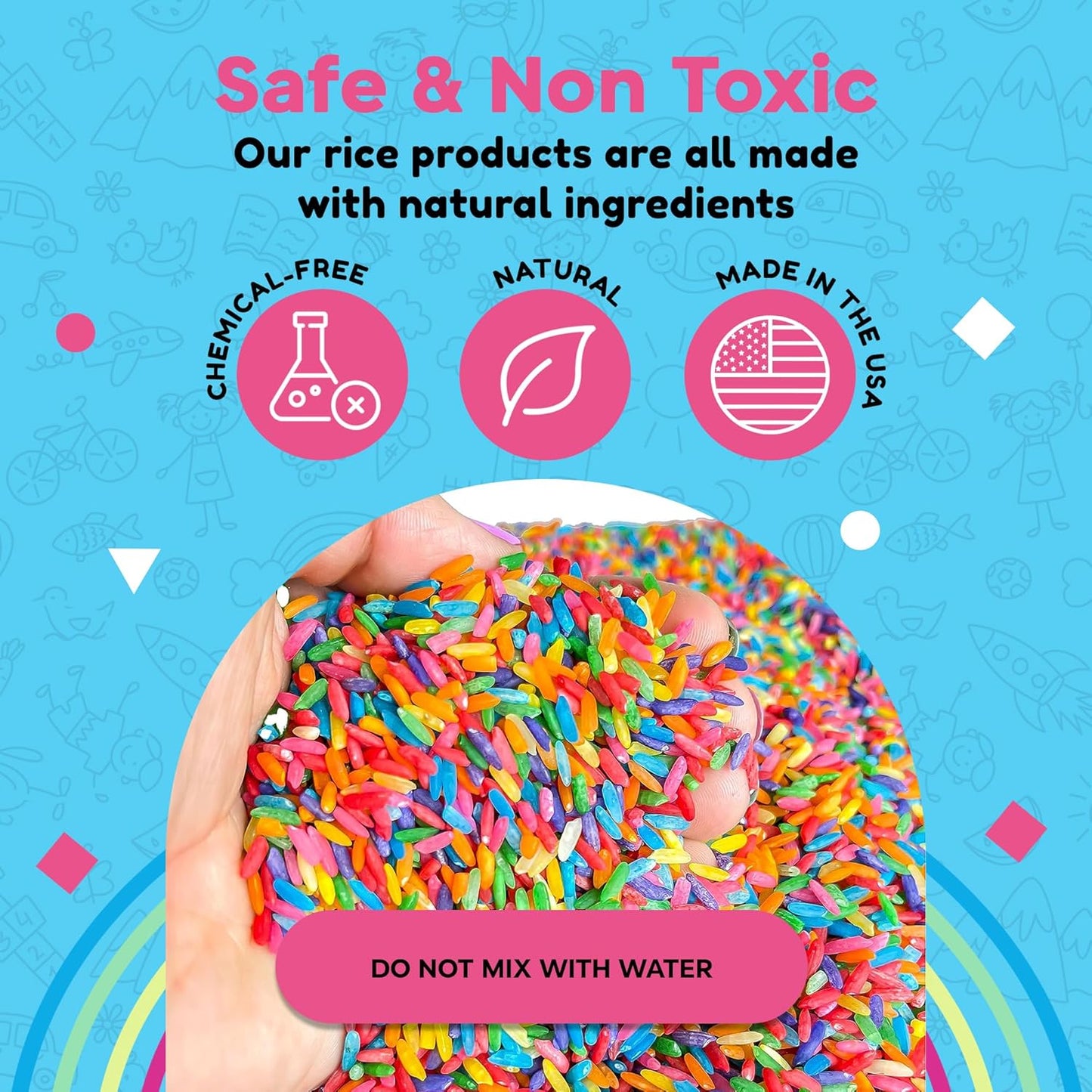 Rainbow Rice | Non-Toxic Sensory Bin Filler for Educational Play - 2 LB (4 Cups) - DIY Montessori Color Rice
