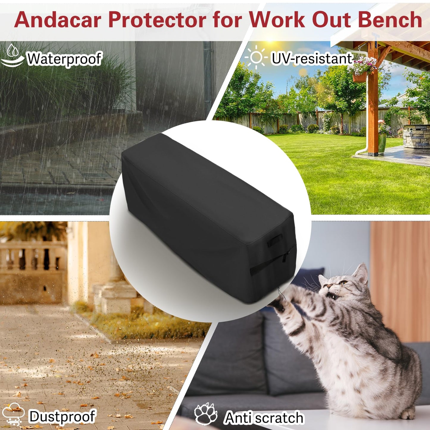 Weight Bench Cover - Exercise Workout Bench Cover Waterproof Protective Covers for Sit-Up Board - 45"L×12"W×16"H, Black
