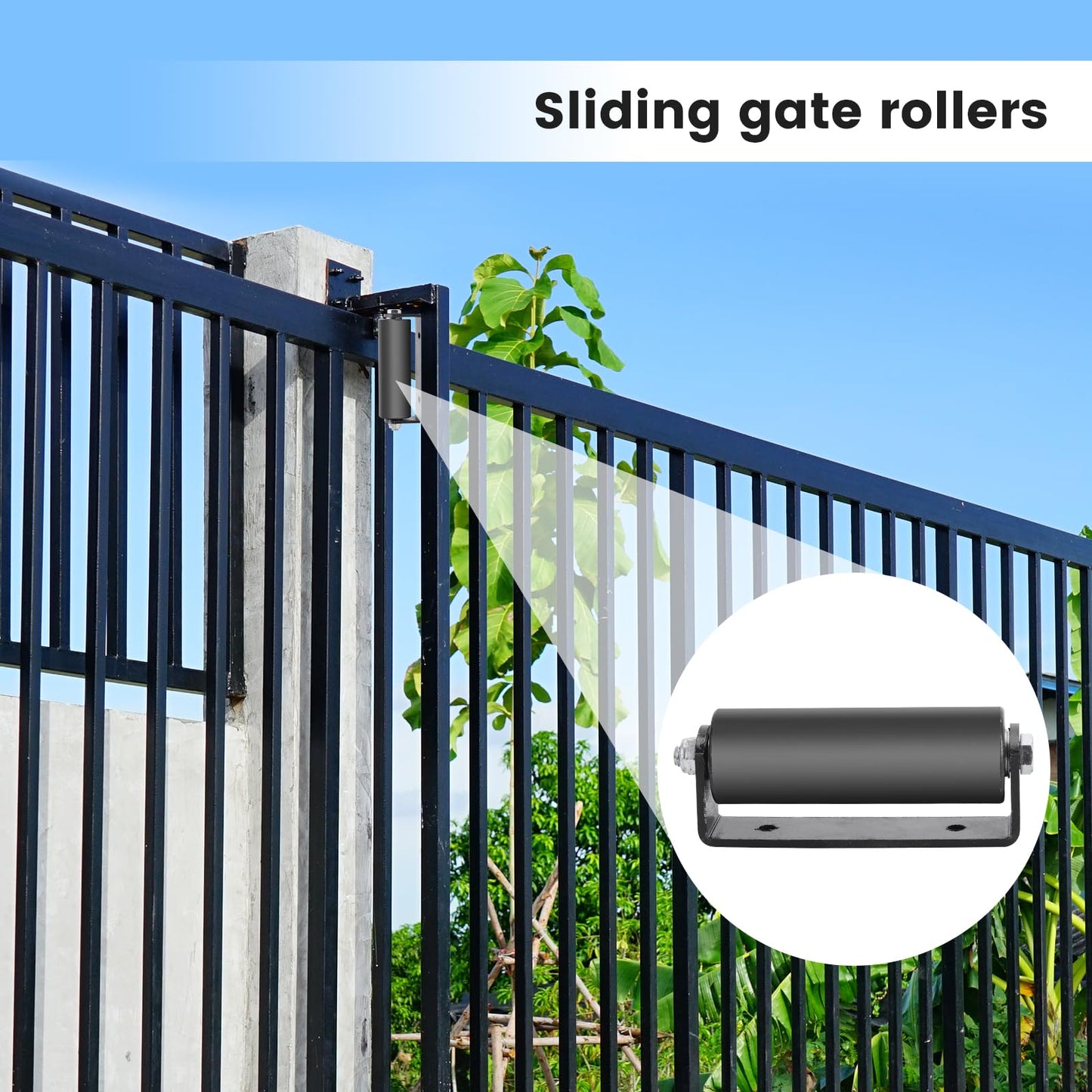 6" Gate Roller Guide,Sliding Gate Hardware with C-Sliding Gate Brackets,Sliding Gate Kit,Heavy Duty Sliding Gate Rollers,Rolling Gate Hardware Kit (2 Pack)