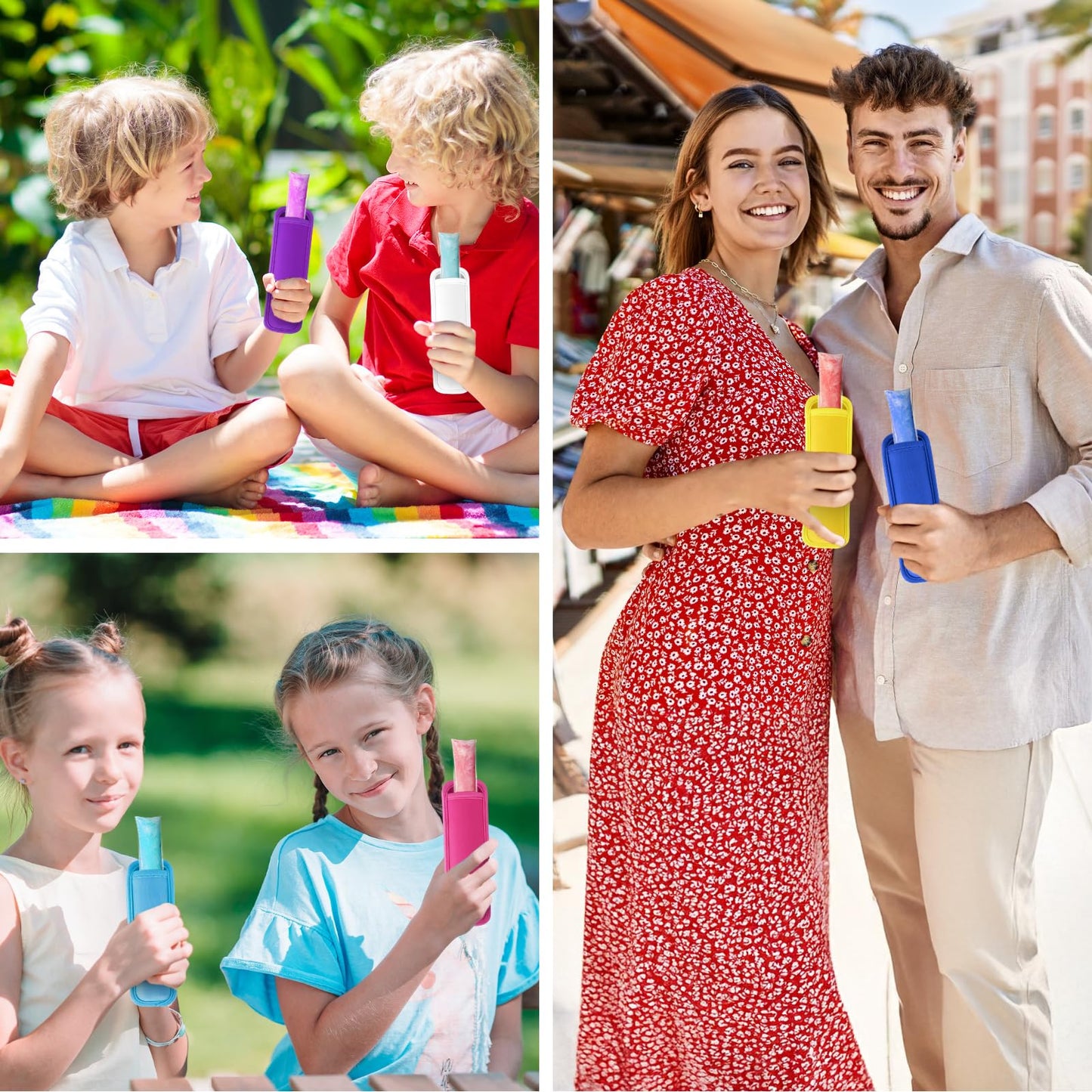 Desing Wish 15 Pack Reusable Popsicles Holders for Kids Anti Frostbite Ice Pop Holder Sleeves Neoprene Freeze Pop Holders (15 Colors)
