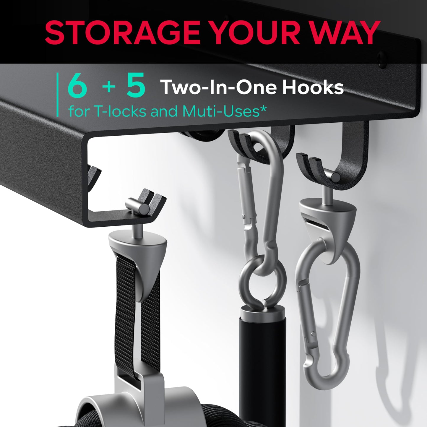 Crostice Metal Shelf Compatible with Tonal Accessories, Floating Shelf Organizer for Home Gym Storage, T-Lock Adapters Bracket Hanger, Gym Rack Wall Mounted with Hooks, Black Workout Holder