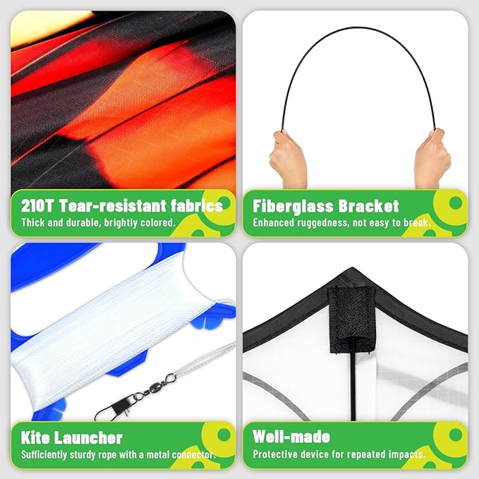 Butterflys for Kids, Beautiful Kite Easy to Fly for Beginners with 328 ft Line & Line Winder (1m-Tiger Spotted Butterfly-(6sets), 6)
