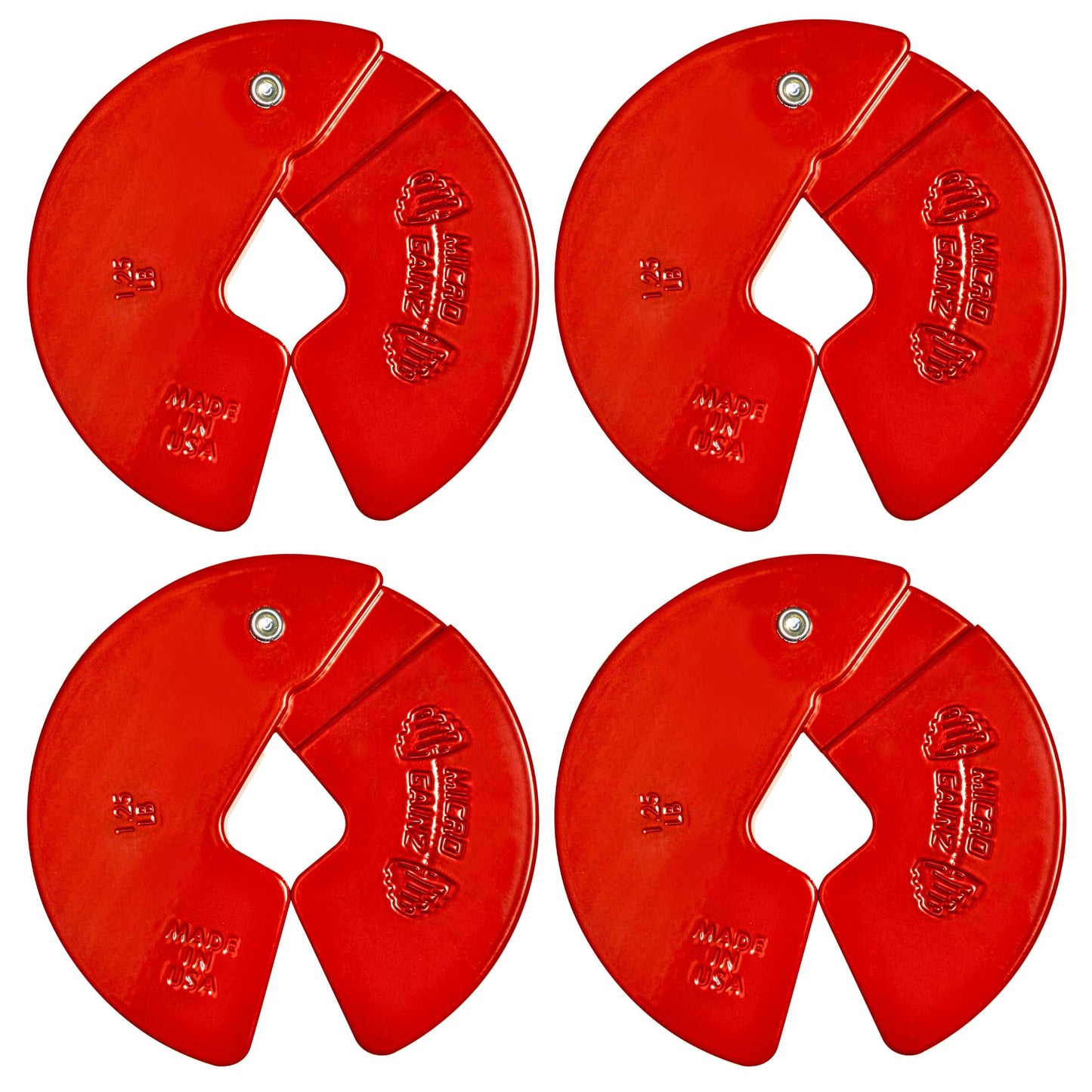 Micro Gainz Dumbbell Fractional 1.25lb Weight Plate, Ideal for Micro Loading, (Choose Color) 4 Piece Fractional Weight Plates, Designed for Dumbbell Training, Made In USA (Red)