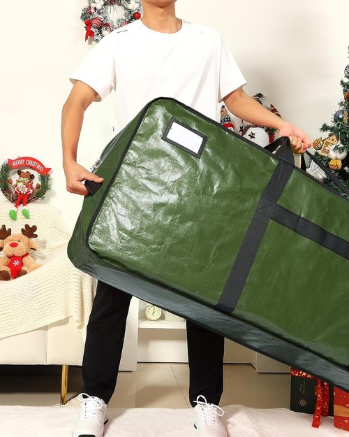 HOMEST Christmas Tree Storage Bag - Fits 4.5-7ft Artificial Trees | Zippered with Reinforced Handles, Green