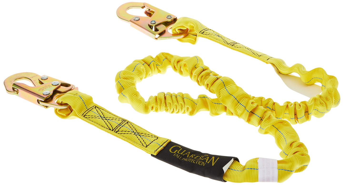 Guardian 10900 Halo Web SRL – 11 ft. Nylon Webbing with Carbineer, Swivel Top, Steel Snap Hook & 11200 IS-72 6-Foot Internal Shock Lanyard with snap Hooks