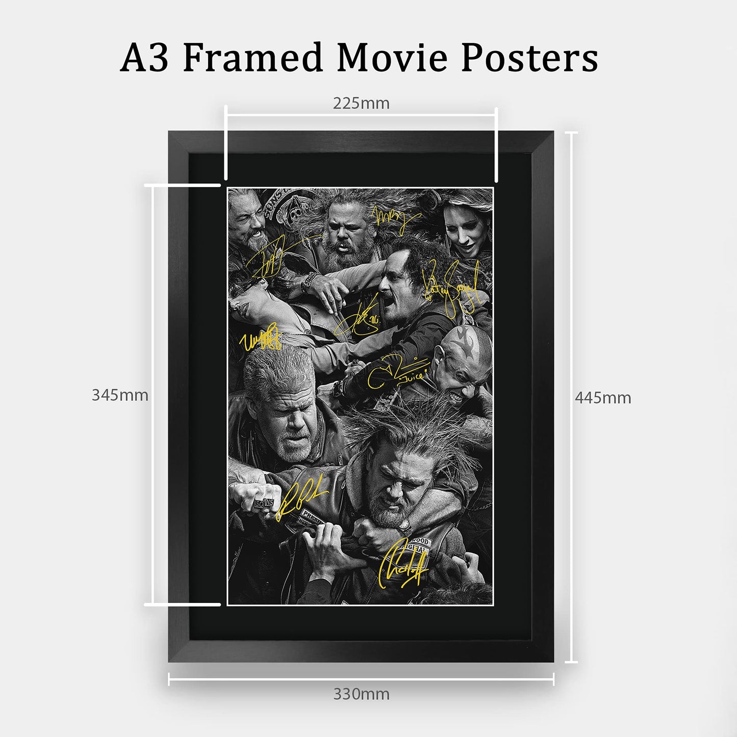 HWC Trading Sons Of Anarchy TV Series Poster The Cast Signed 16 x 12 inch Framed Gift Printed Autograph Film Print Photo Picture Display - 16" x 12" Framed