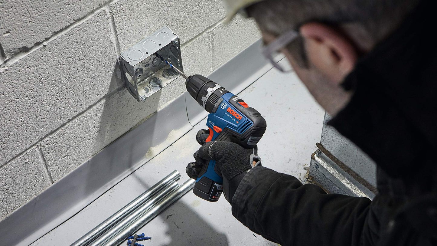 Bosch GSB12V-300B22 12V Max Brushless 3/8 In. Hammer Drill/Driver Kit with (2) 2.0 Ah Batteries