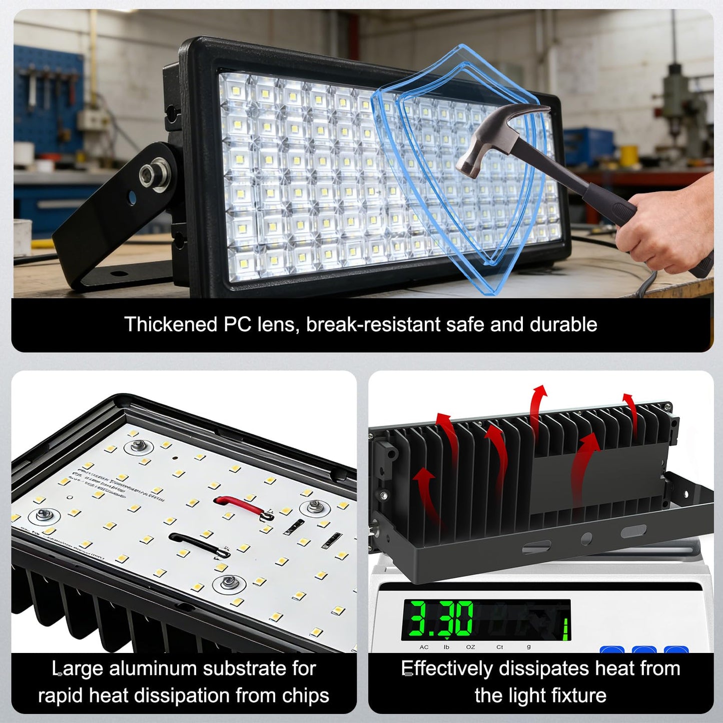 Lukciwee LED Stadium Lights 140000LM, AC 85-305V LED Flood Light Outdoor 2Pack (500W Each), 5000K Daylight, Adjustable Arena Light IP67 Waterproof, Field Lights for Court (5-Year Protection)