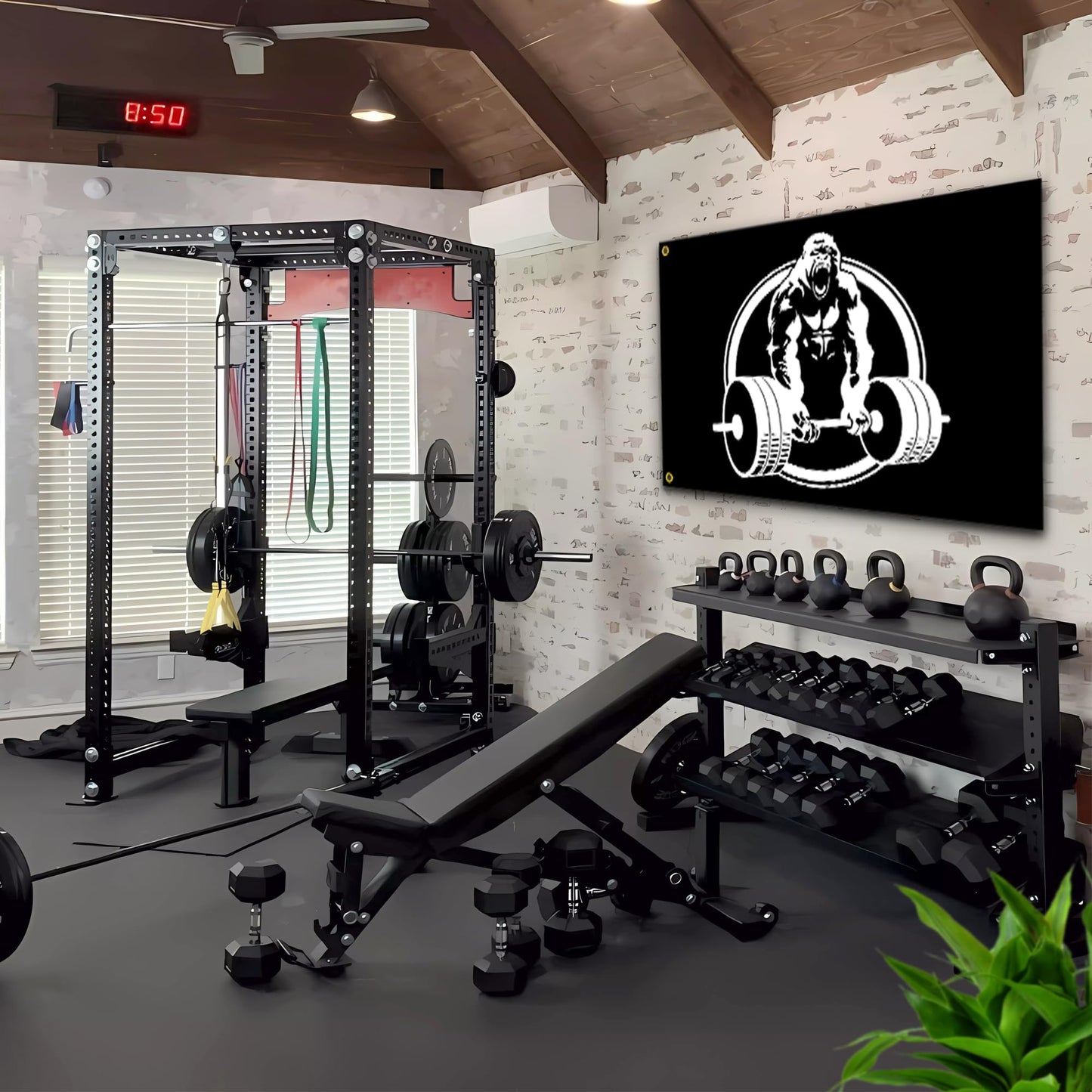 Gorilla Weightlifting Flag 3x5 Ft Motivational Fitness Inspirational Flags for Home Gym Decor College Room Wall Garage Flag Banner Decor