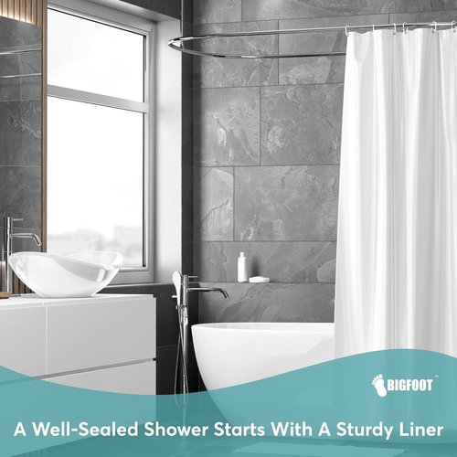 BigFoot Clear Shower Curtain Liner - Odorless 72x72 Washable PEVA with Magnets | Premium Waterproof Bath Essential