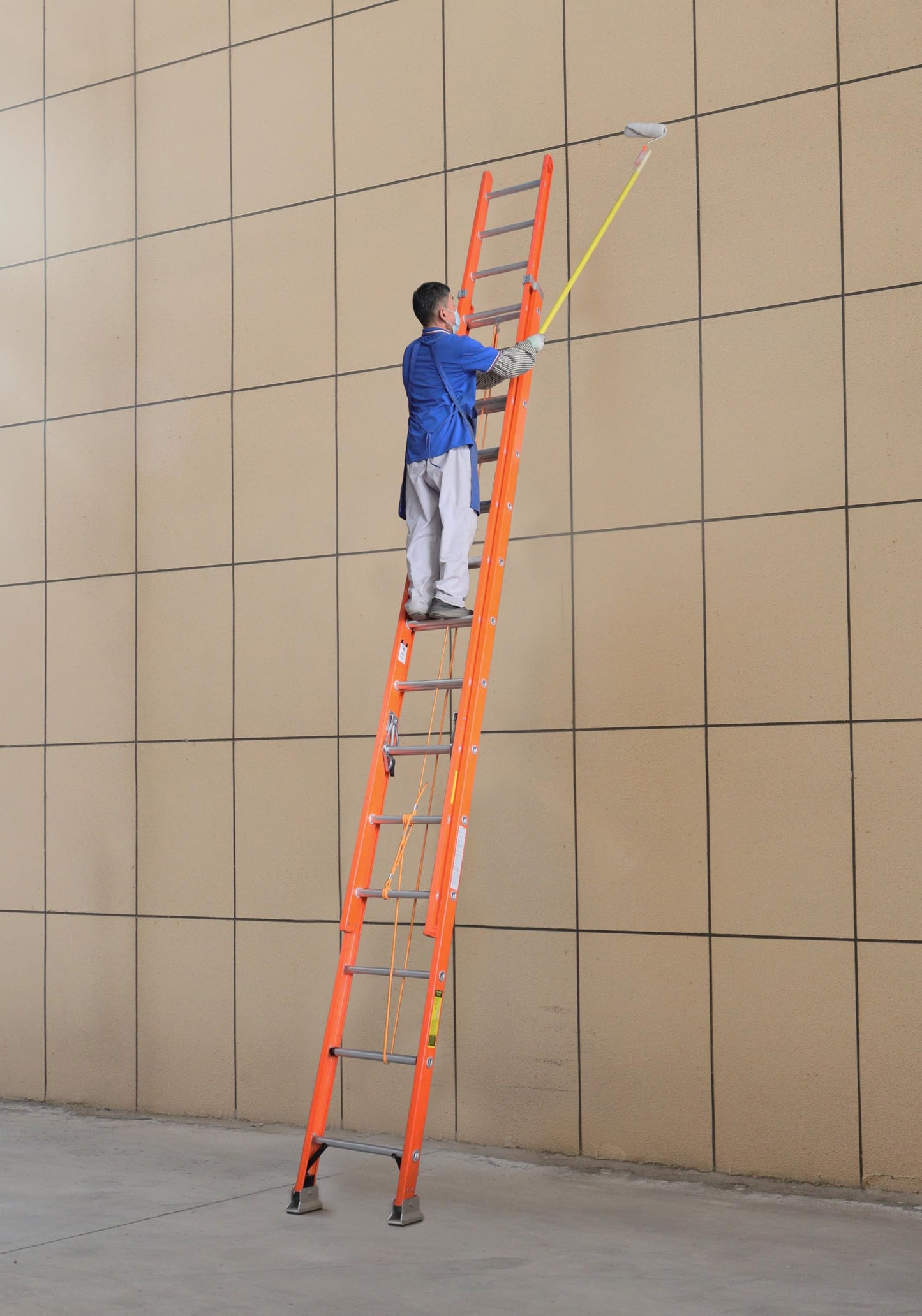 Simpli-Magic 24' Fiberglass Extension Ladder, 24-Foot, Strong Load Capacity, Orange