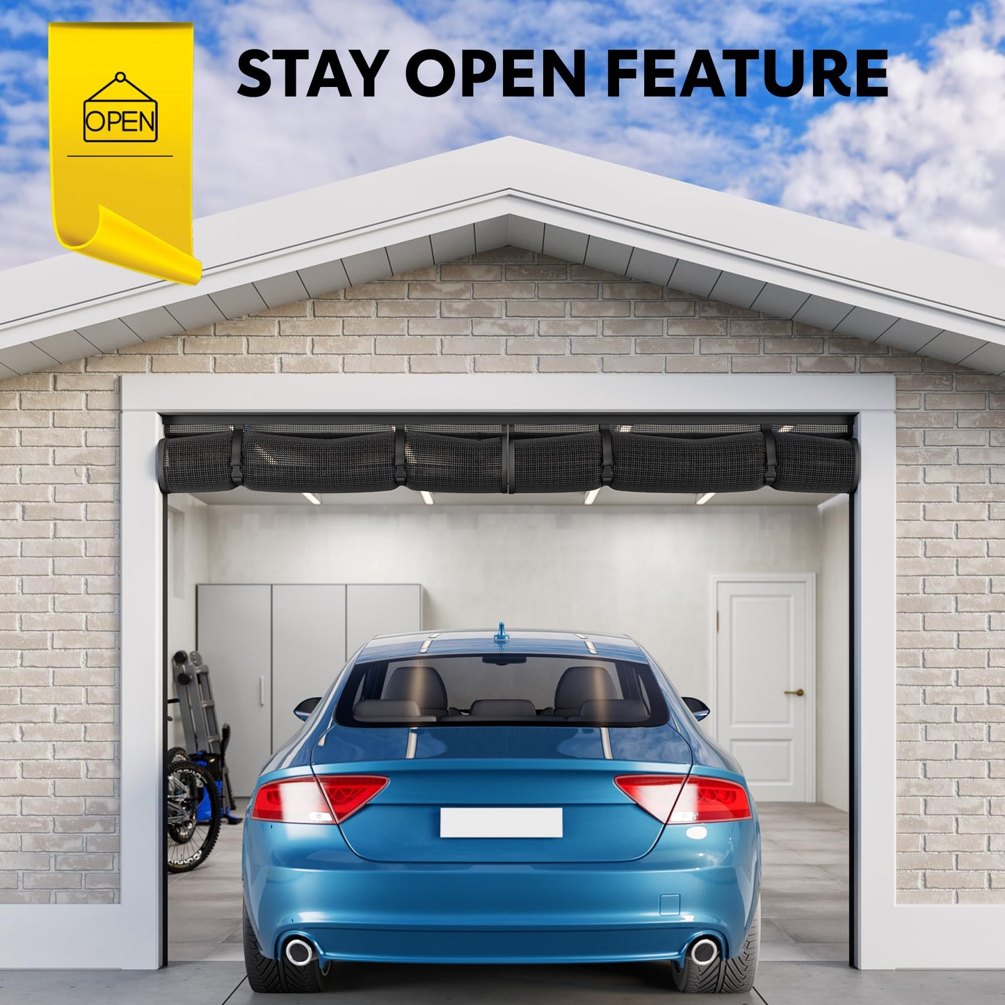 AUGO Garage Door Screen, 2 Car 9x7FT, Fiberglass mesh with Magnetic Closure, Heavy Duty Weighted Bottom, Easy Assembly & Pass, Hands Free Screen Door