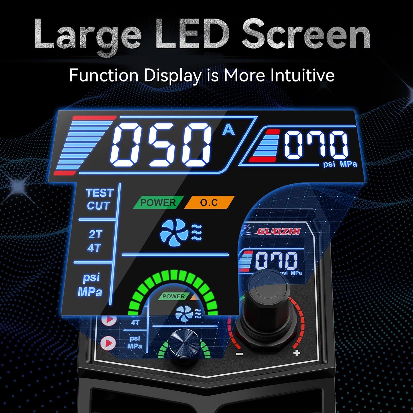 GZ GUOZHI Plasma Cutter, 50Amp 110/220V Dual Voltage IGBT Inverter Plasma Cutting Machine, [Pilot Arc][Large LED Display][Air Sensor] 1/4" Clean Cut 3/4" Max Cut, 2T/4T for Beginners DIY