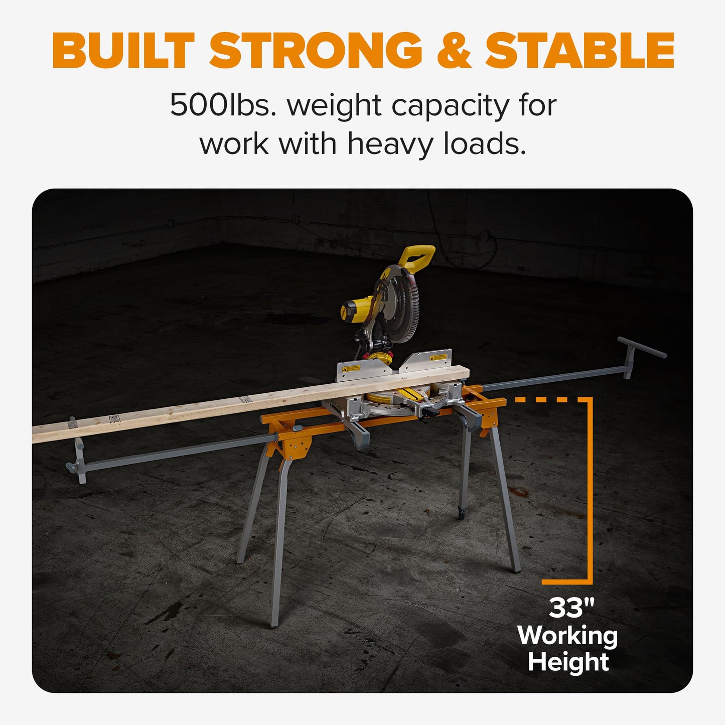 BORA Portable Miter Saw Stand 2nd Generation - Quick release Tool Mount - 114 Inches of Material Support - Universal Folding Compound Mitre Saw Stand fits Dewalt, Milwaukee, Ridgid, Bosch Chop Saws PM-4020