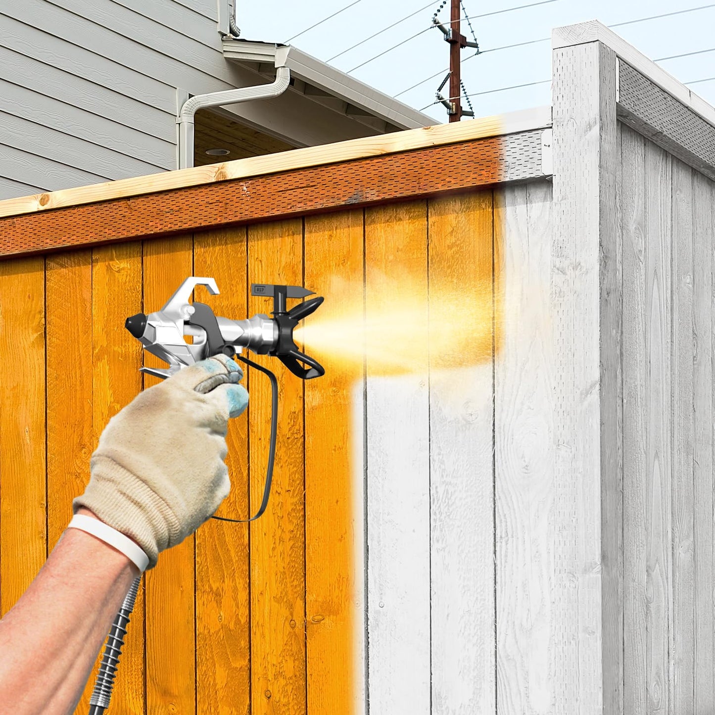 Baotree Airless Paint Sprayer, High-Pressure Electric Paint Spray Gun with Extension Rod, Thinning-Free Professional Painting Tool for Interior/Exterior Walls, Fences, Ceilings, Cabinets (Mecha Style)