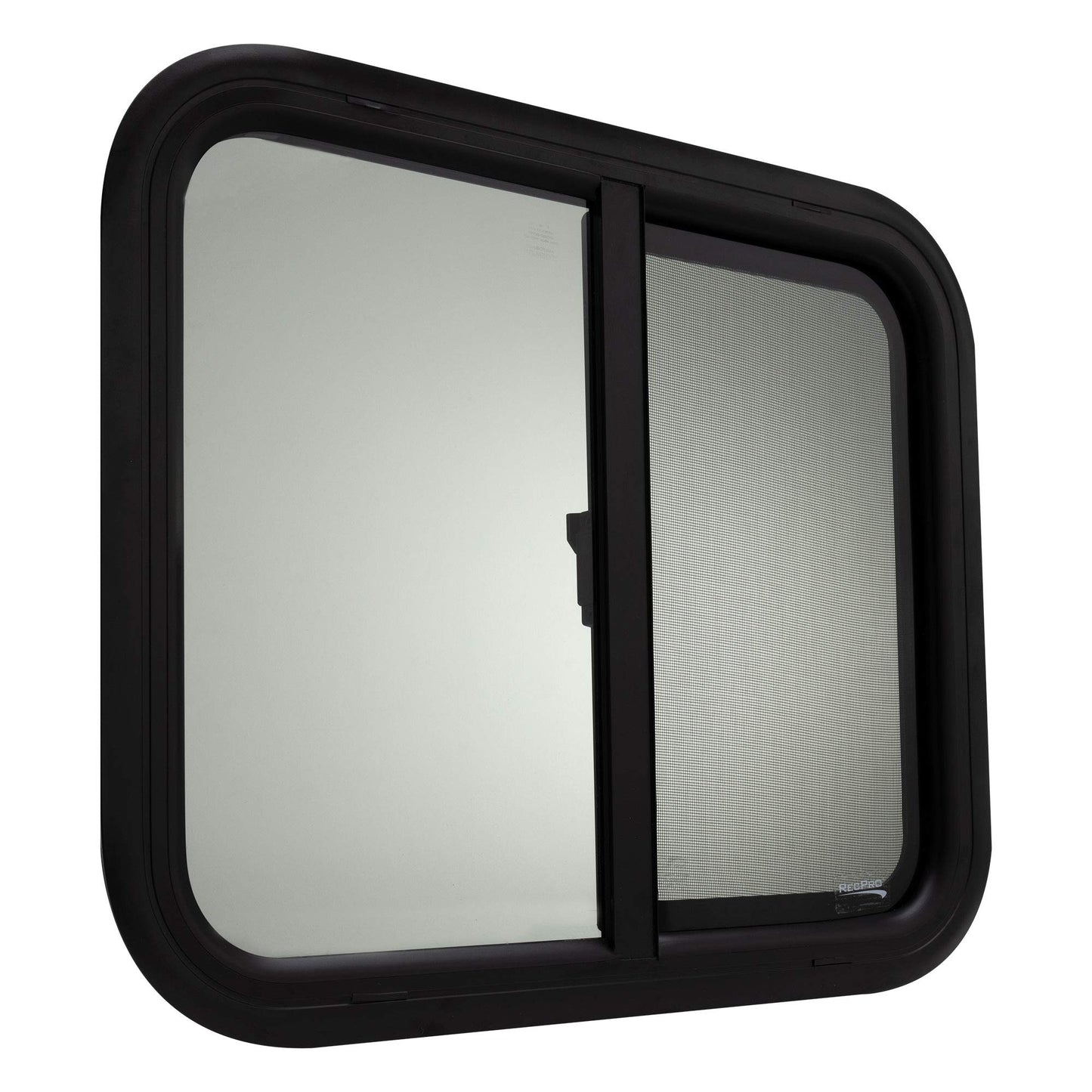 RecPro RV Window Replacement, Teardrop Style, Horizontal Sliding, 24inW x 20inH, Black, Model RP-WIN, Made in USA
