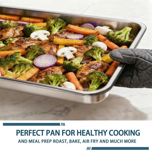 Bastwe 6 Pack Half Size Baking Sheet Pan Set, Aluminum Commercial Quality Cookie Sheet for Baking or Roasting, Large Thick Baking Tray Prevents Warping, 13" × 18" Cookie Tray Pan