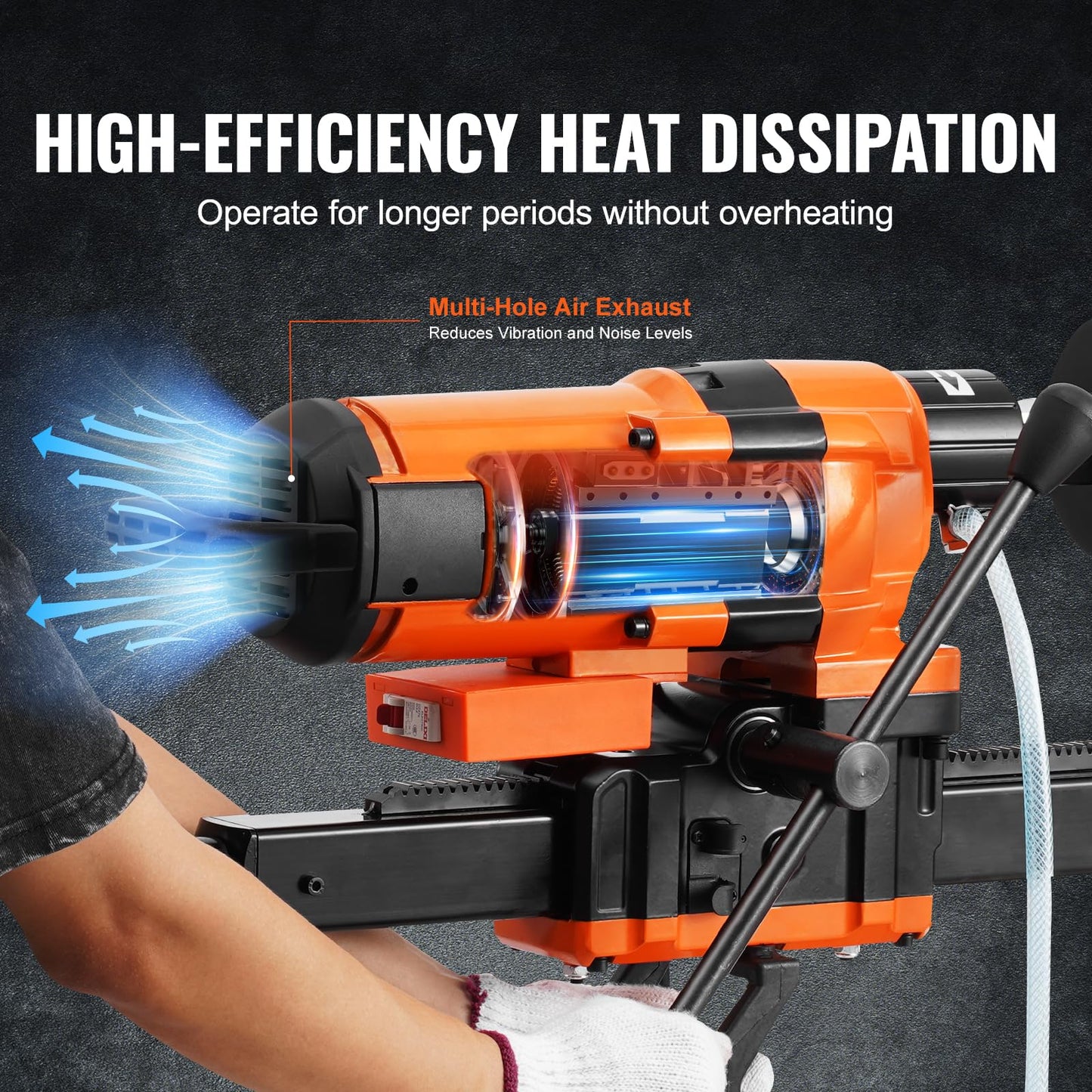 VEVOR Core Drill Machine, 0.8-11.8in Drilling Diameter Diamond Core Drill Rig with Stand and Core Drill Bit, 3500W Rugged Concrete Core Drill, Wet and Dry Use, For Concrete, Brick, Marble
