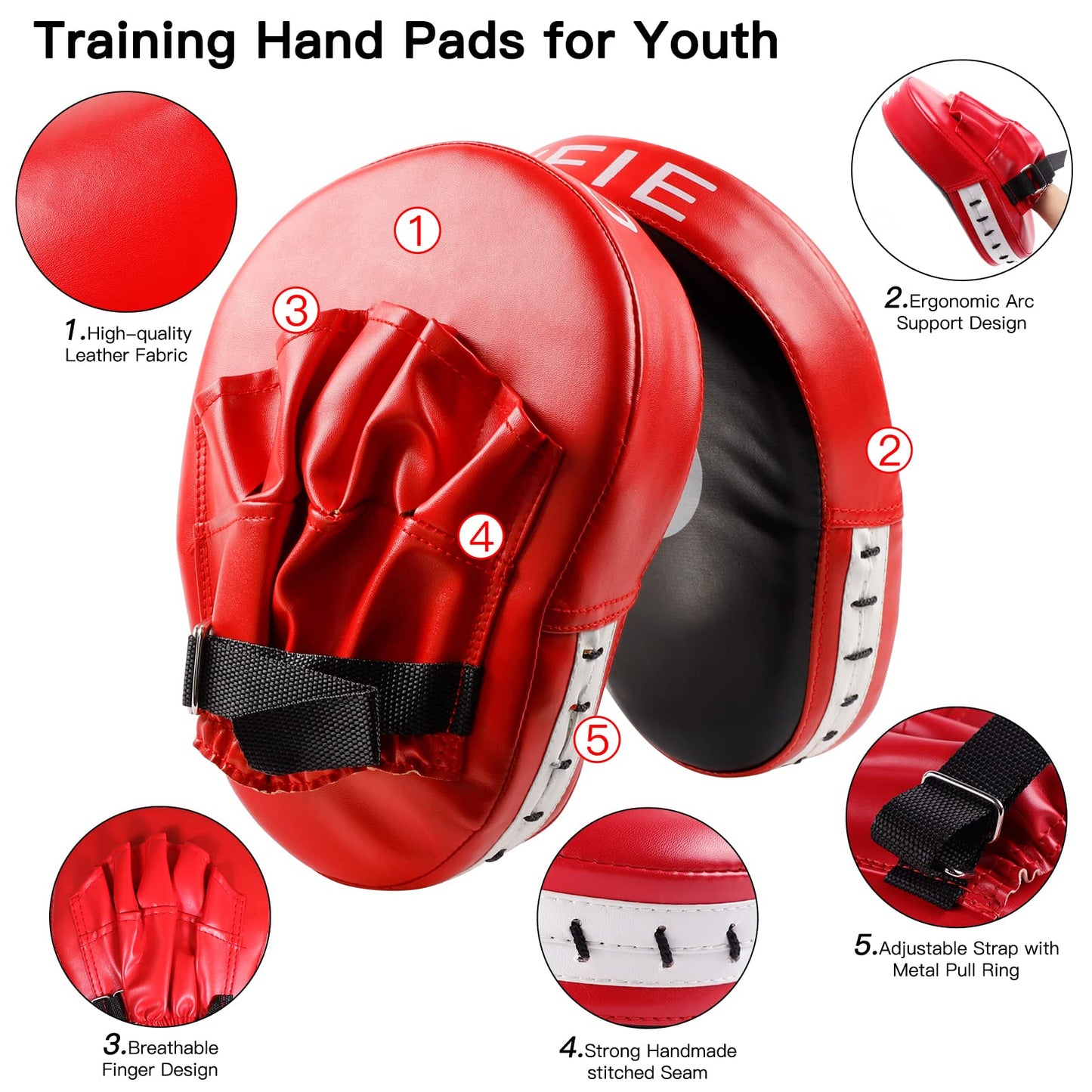 3-in-1 Boxing Equipment Punching Gloves Mitts Kick Pack Set for Kids Karate Mitts Pad for Beginners Arm Pad for Children Boxing Gloves for Muay Thai, Taekwondo, MMA Training, Gift for Kids Child