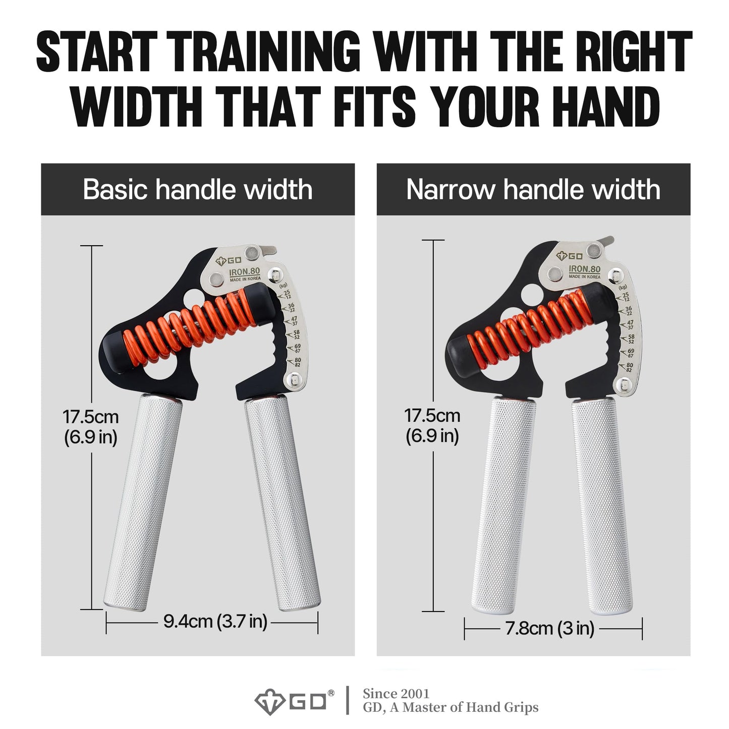 GD IRON GRIP 12LV Grip Strength Trainer Metal Adjustable Hand Gripper Strengthener(26 to 181lbs) Hand Grip Exerciser 200lbs Wrist Strengtheners for Golf Training Equipment Forearm Gripper