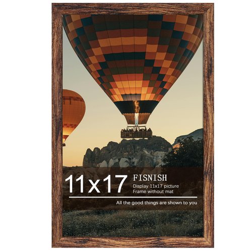 Fisnish 11x17 Picture Frame Brown, Classic Poster Frame for Horizontal or Vertical Wall Mounting, 1 Pack