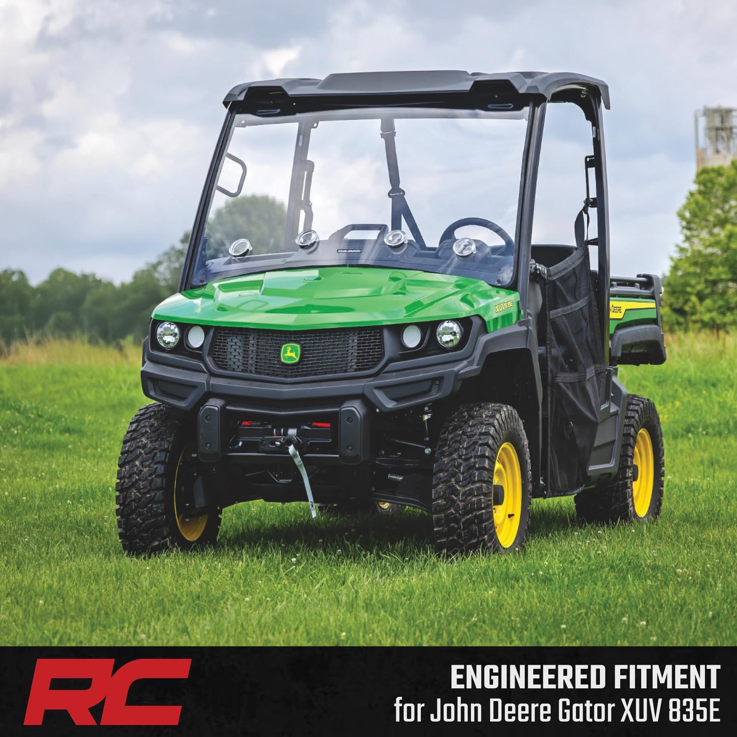 Rough Country 6,500 LB Winch Kit for John Deere Gator XUV 835E - Heavy Duty Mount, Pro Series UTV Winch with 50' Synthetic Rope, Bolt-On Upgrade