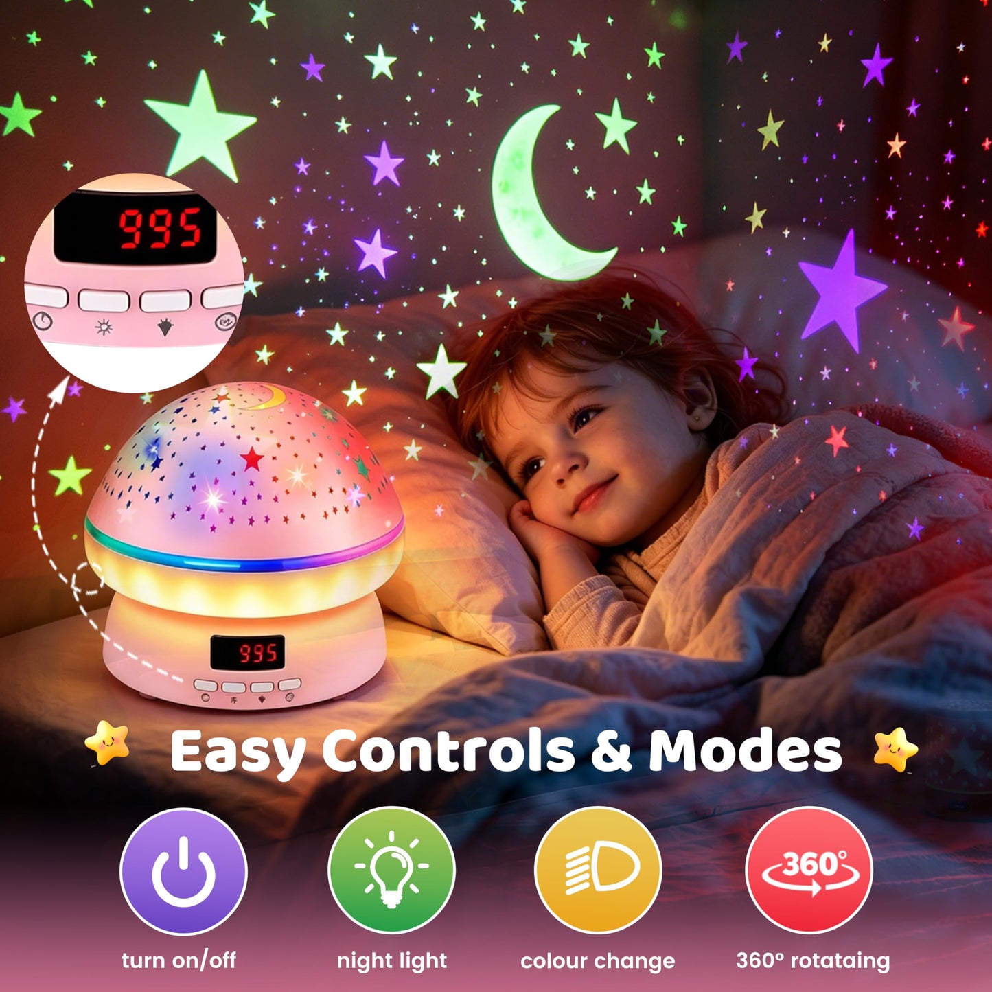 MINGKIDS Toys for 3-8 Year Old Girls Boys,Star Night Light Projector with Hard Projection Cover, Timer&Rotation,2-9 Year Olds Kids Chritsmas Birthday Gifts