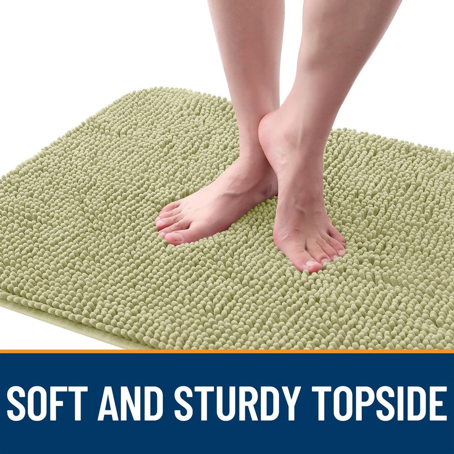 OLANLY Dog Door Mat - Absorbent Non-Slip Washable Doormat for Muddy Paws | 44x24, Quick Dry Chenille, Vanilla