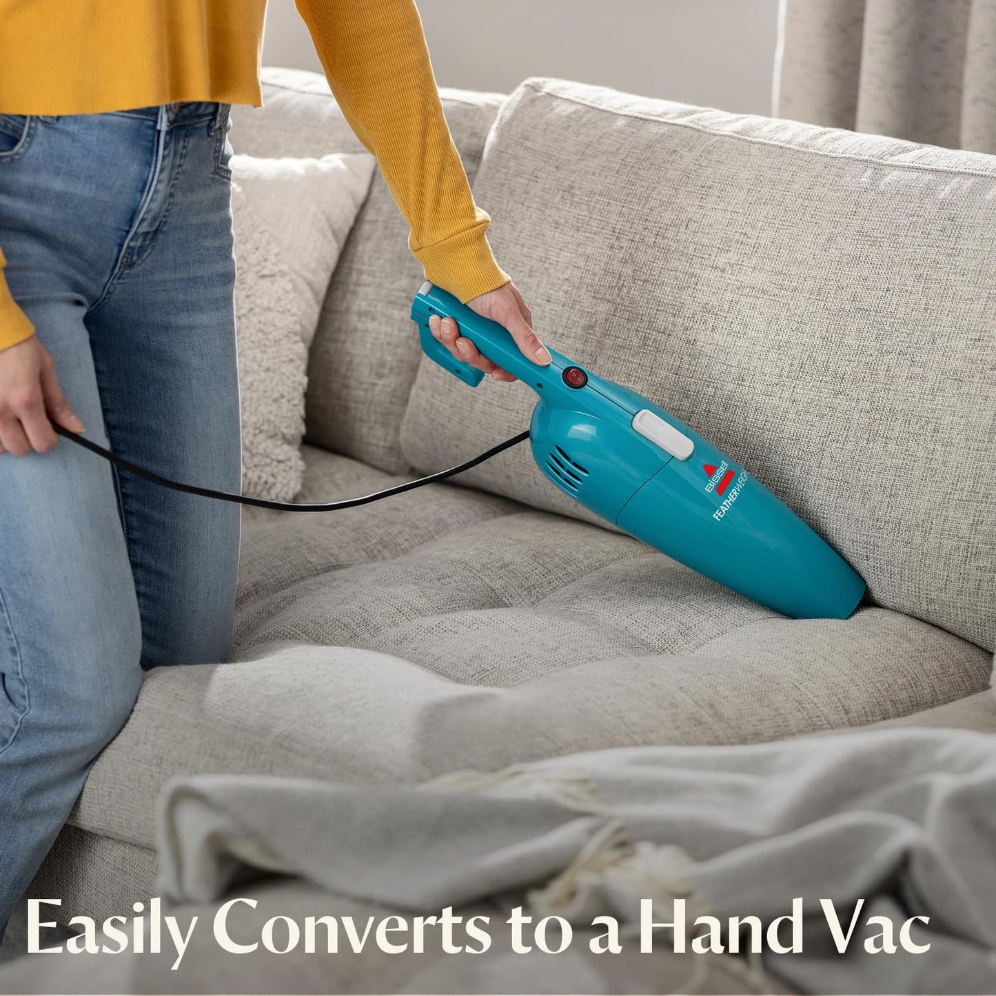 Bissell 2033M Featherweight Stick Lightweight Bagless Vacuum and Electric Broom with Crevice Tool for Hard Floors and Carpets, Blue