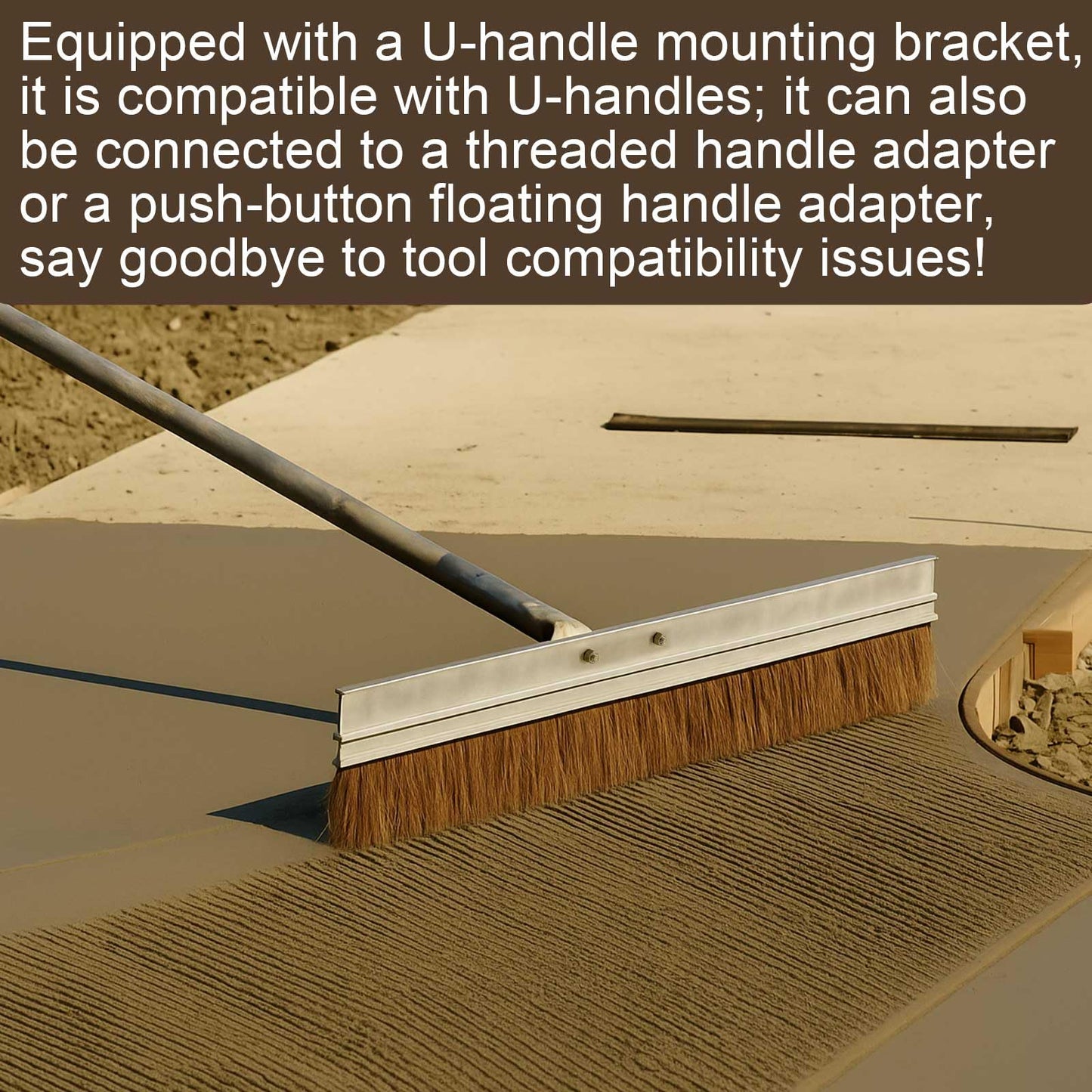 Hushee Aluminum Backed Concrete Broom, Concrete Broom Finishing with Clevis Handle Bracket, 48-inch for Driveways, Sidewalks, Wet Concretes(Mixed Hair)
