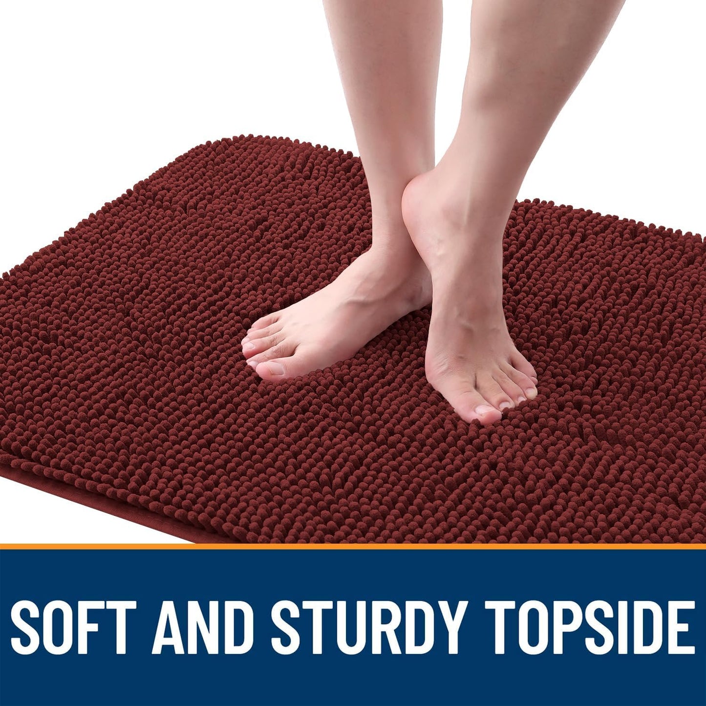 OLANLY Dog Door Mat - Absorbent Non-Slip Mud Mat for Muddy Paws | 40x32, Quick Dry Chenille, Caramel Russet