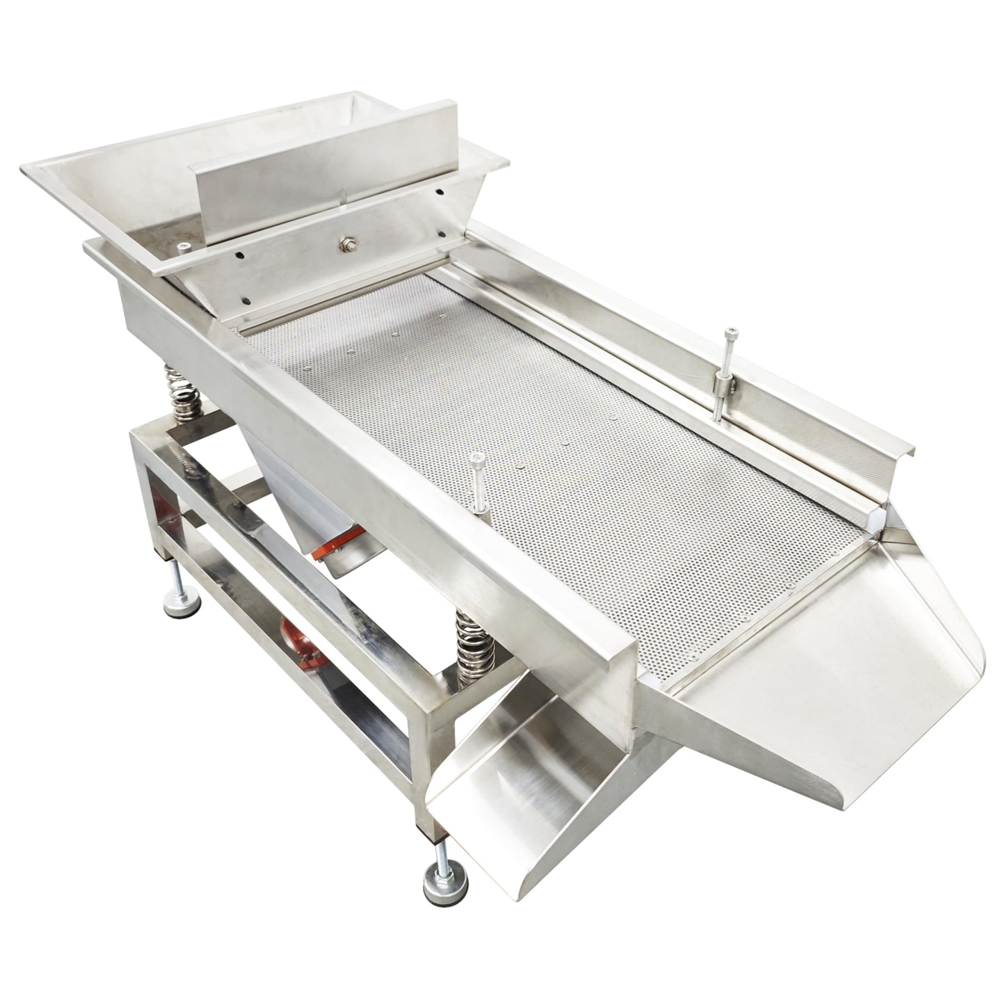 TECHTONGDA Straight Vibrating Sieve Screen Shaker Electric Linear Sifter Machine Stainless Steel One Layer Two Motors 1mm Round Hole Screen Size 11.8×31.5inch 110V
