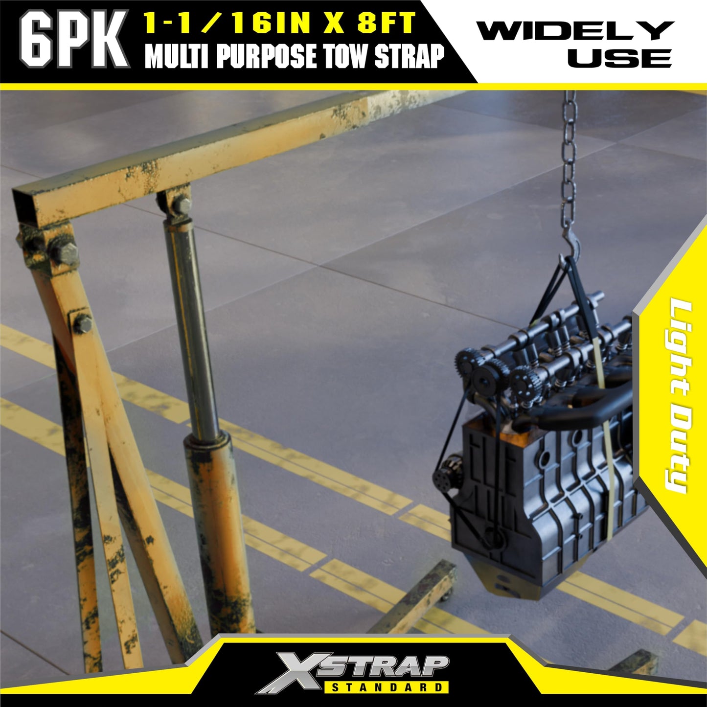 XSTRAP STANDARD 6PK 1" x8' Lift Sling Web Strap/Wear Guard End, 4,000 lbs Break Strength Lifting Straps with 2 Reinforced Loops for Tree Saver Lifting Furniture Appliances Machine