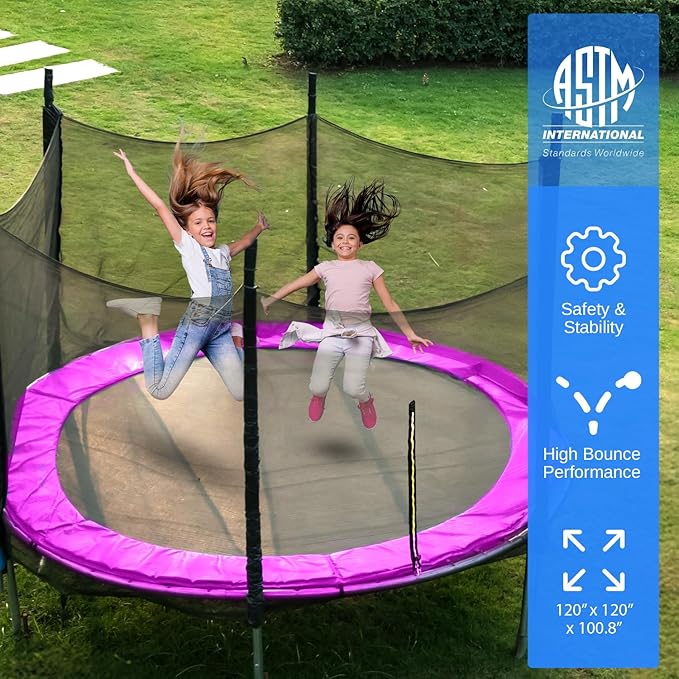 Serenelife 12FT 10FT 8FT Recreational Trampolines with Enclosure Net and Ladder and Anti-Rust Coating, ASTM Approved Trampoline Outdoor for Kids and Adults Outdoor Yard Trampolines