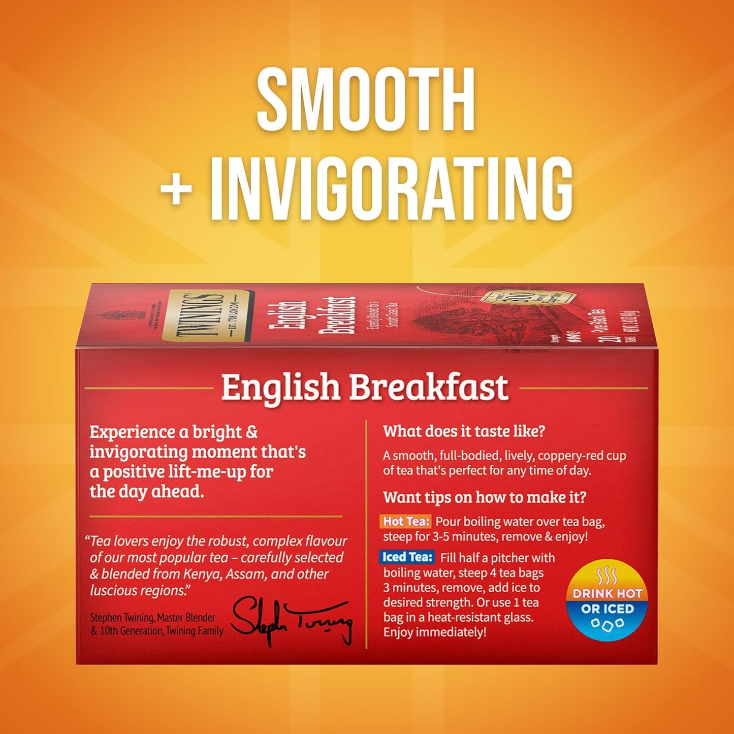 Twinings English Breakfast Black Tea - Robust & Flavorful Individually Wrapped Bags | 20 Count (Pack of 6)