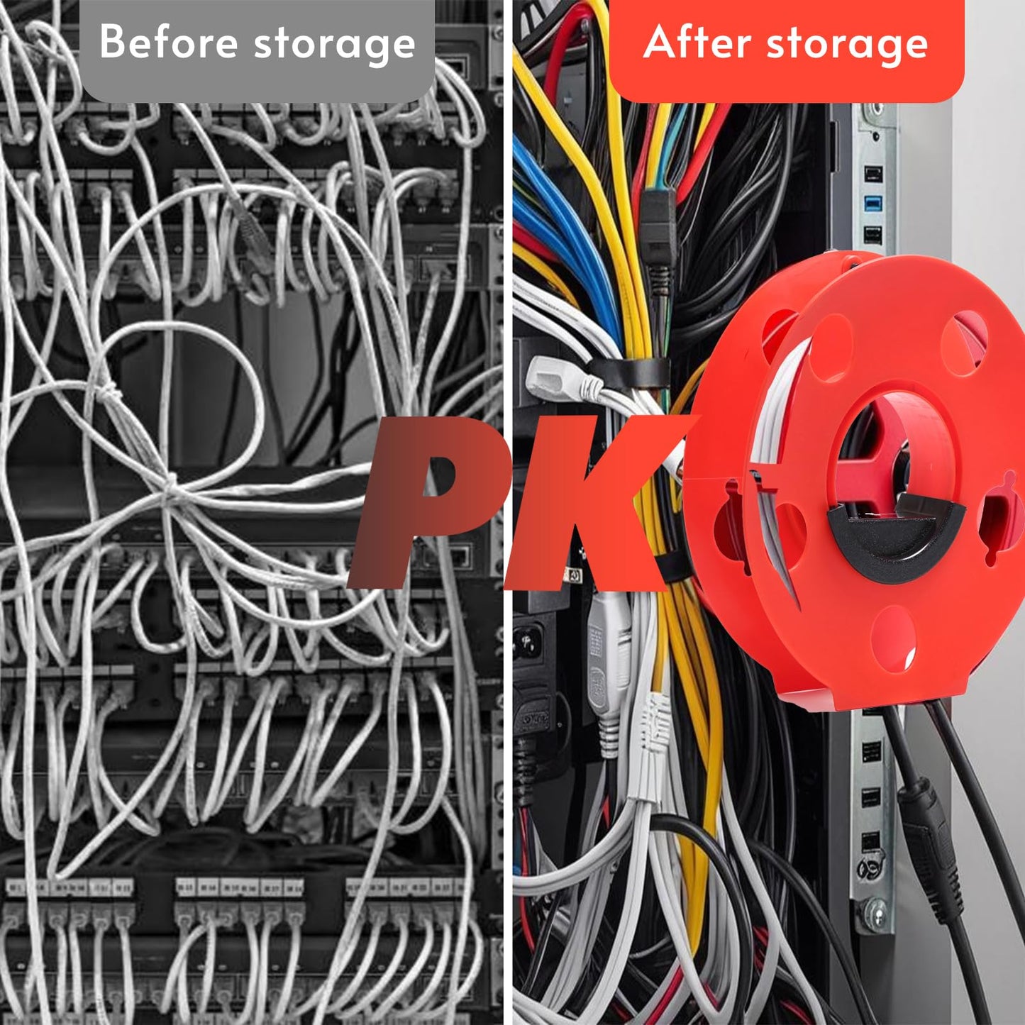 Homeon Wheels Heavy Duty Impact Resistant Plastic Extension Cord Storage Reel Durable & Safe, Lightweight & Portable, Ideal for Outdoor Projects & DIY Maintenance 100 Feet RED