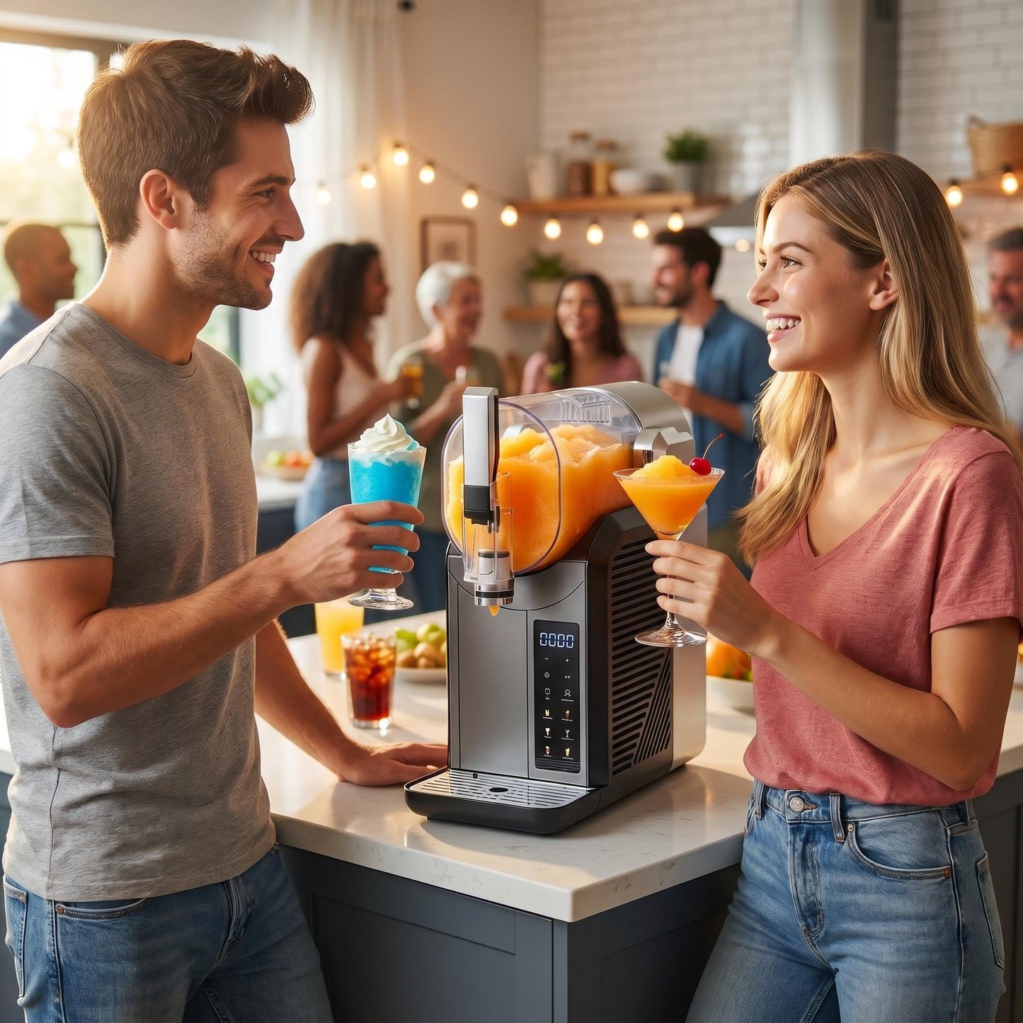 MIU Slushie Machine, 2L/68oz Commercial Frozen Drink Machine & Slushy Maker for Home, No Ice Needed, 6 Presets & Self‑Cleaning, Ideal for Margaritas, Frappés, Milkshakes
