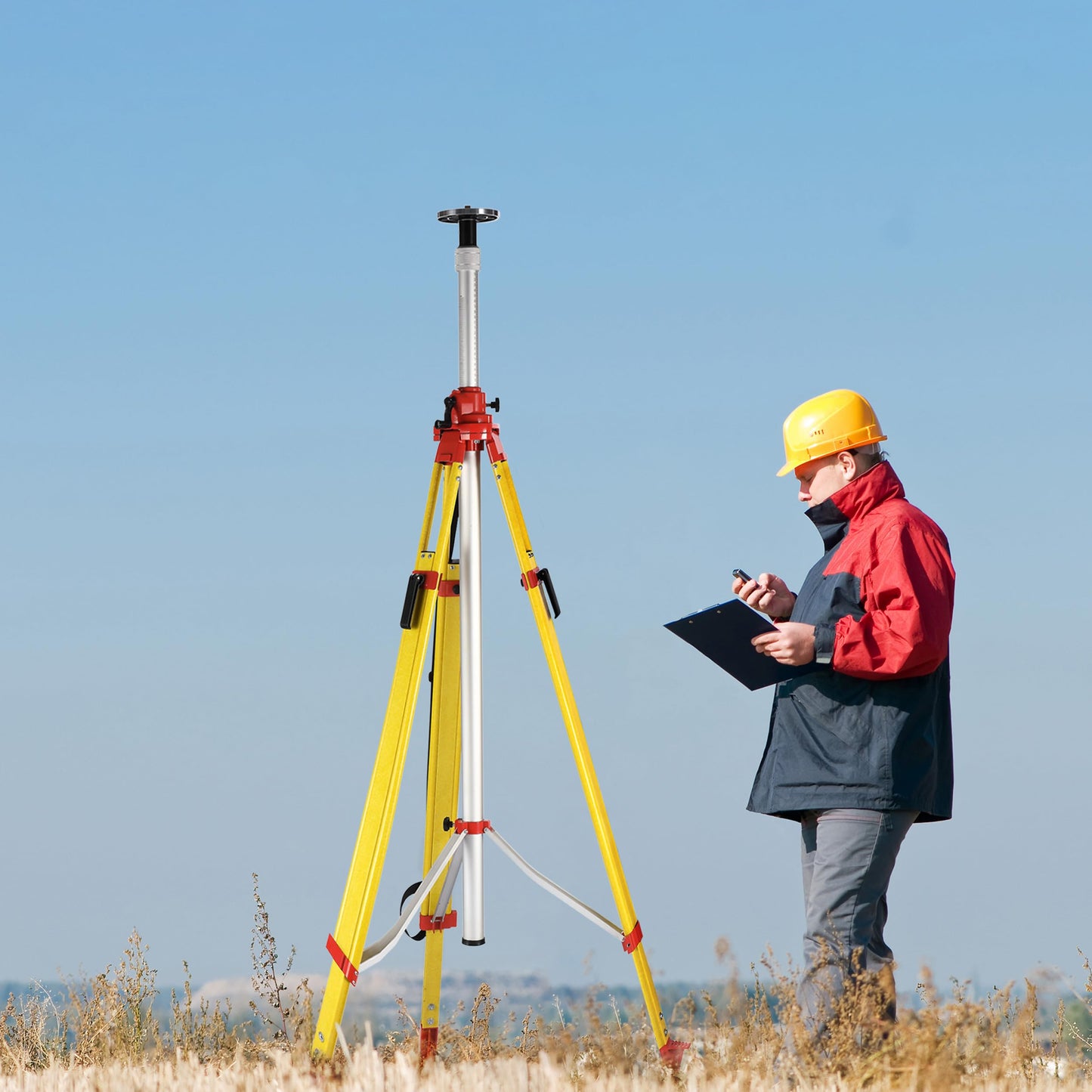 AdirPro Giant 157" Wood/Fiberglass Elevating Tripod, Heavy Duty Multifunctional Tripod for Rotary Lasers - Great for GPS and Robotic Surveying Instruments