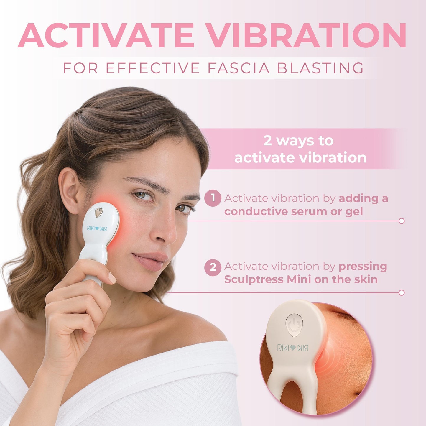 RIKI LOVES RIKI Sculptress Mini Facial Massage Tool, Portable E*M*S & LED Face Massager with Vibration, Compact Skin Sculpting Device for Lifting, Toning & De-Puffing