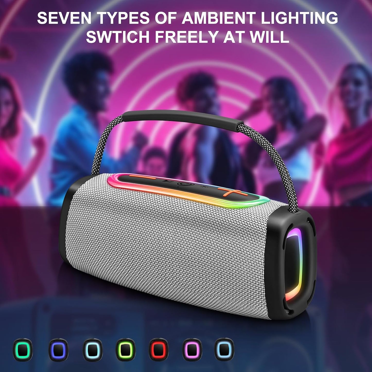 Matast 6000mAh, 36H BT5.4 24W IP6 Bluetooth Speaker Playtime Portable Wireless Speaker with Loud Stereo Sound