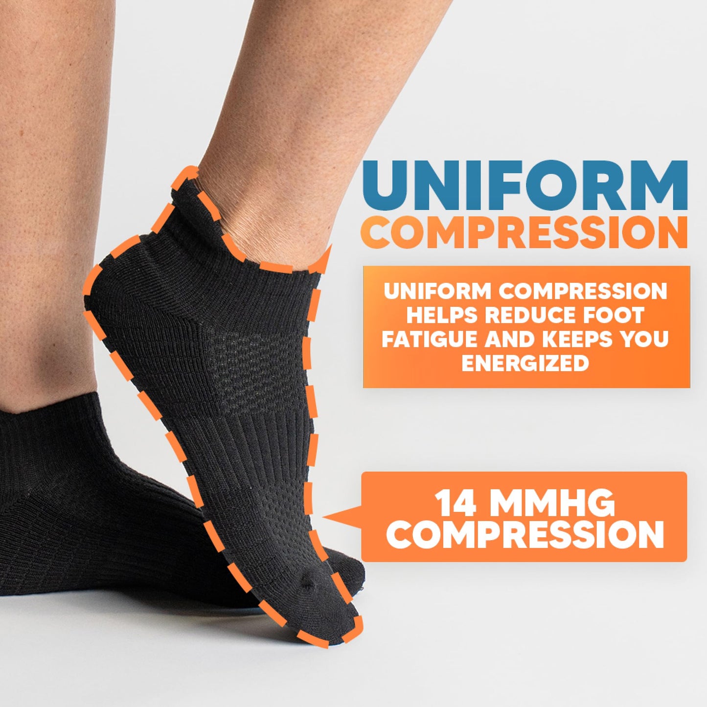 Viasox Ankle Compression Socks for Women & Men, 14 mmHg Support Improves Circulation, Extra Cushioned (US, Alpha, Medium, Regular, Regular, White)