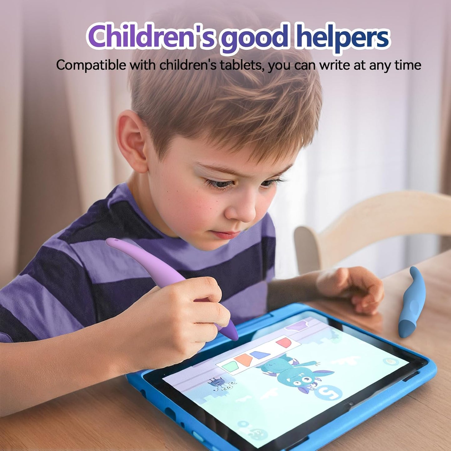 AWINNER 2 Pack Kid-Friendly Stylus Pens for Touch Screens,Tablet Stylus Pen Purple Blue Stylus Universal Touch Screen