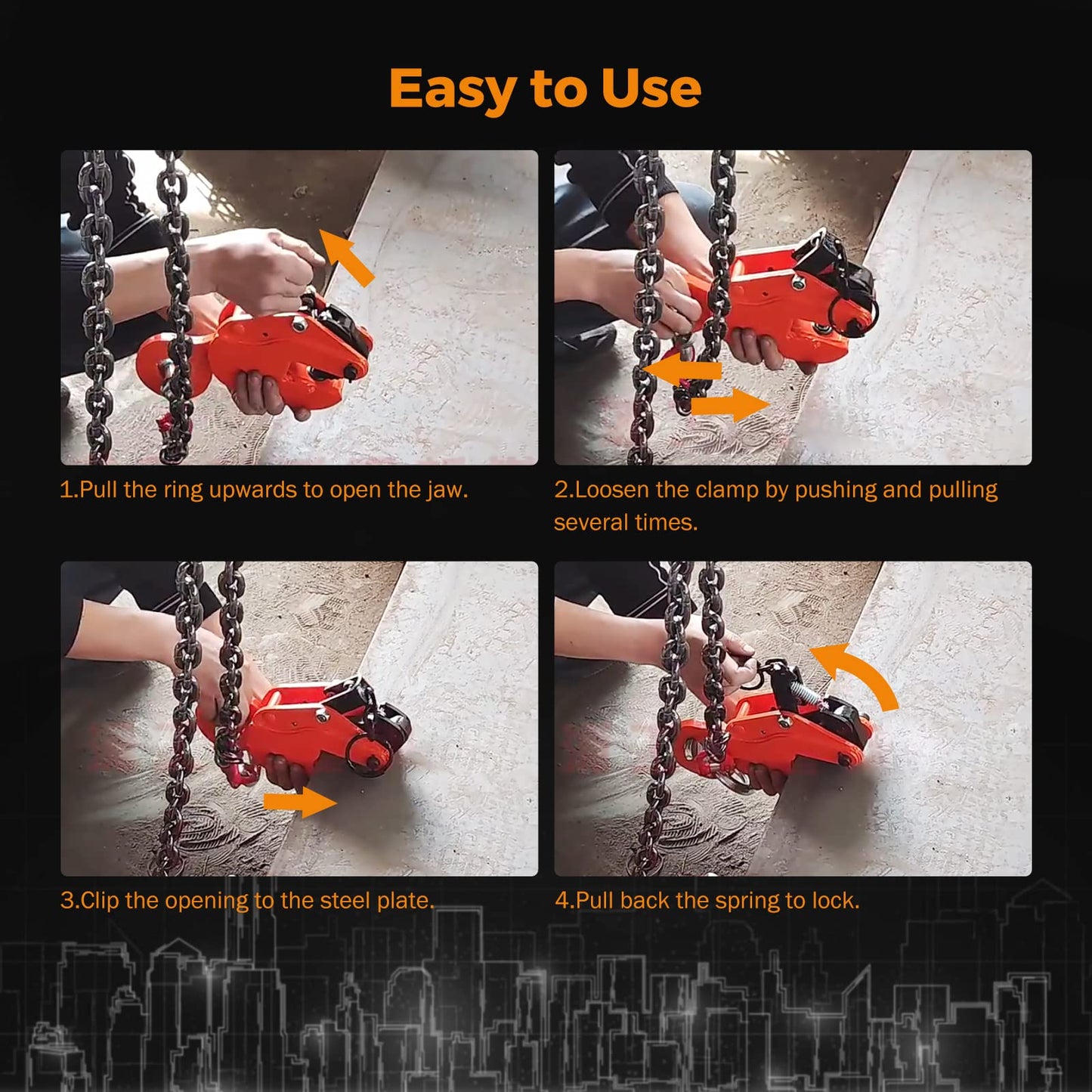 BEAMNOVA 2 Ton 4400 lbs Vertical Plate Lifting Clamp Sheet Metal Lifting Clamp Metal Steel Plate Lifting Clamps Lifters Heavy Duty Orange
